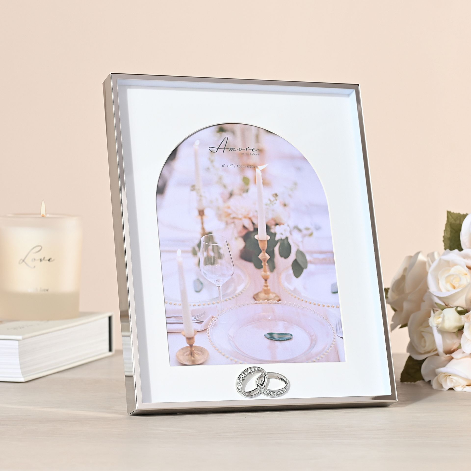 Amore Box Arch Photo Frame With Rings 6" x 8"