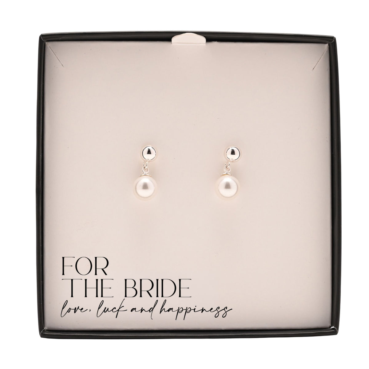 Amore Silver Plated Earrings Faux Pearl - Bride