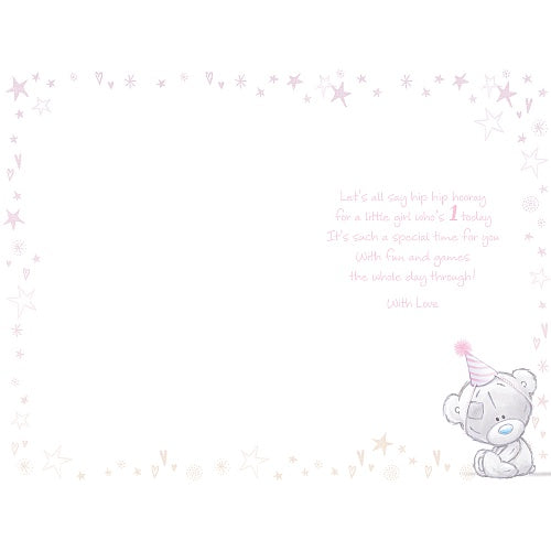 1st Birthday Girl Card - Me To You Teddy and Balloon In Pink