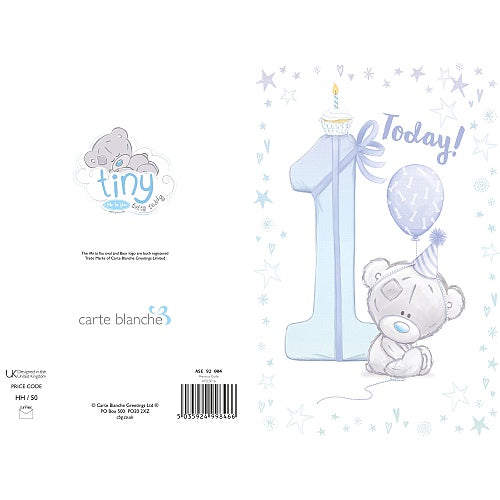 1st Birthday Boy Card - Me To You Teddy and Balloon In Blue
