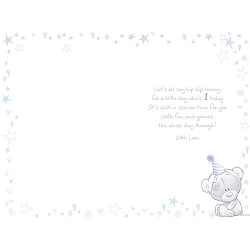 1st Birthday Boy Card - Me To You Teddy and Balloon In Blue