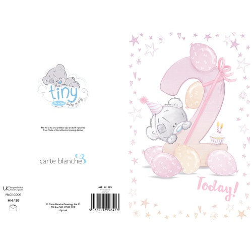2nd Birthday Girl Card - Me To You Teddy And Balloon In Pink