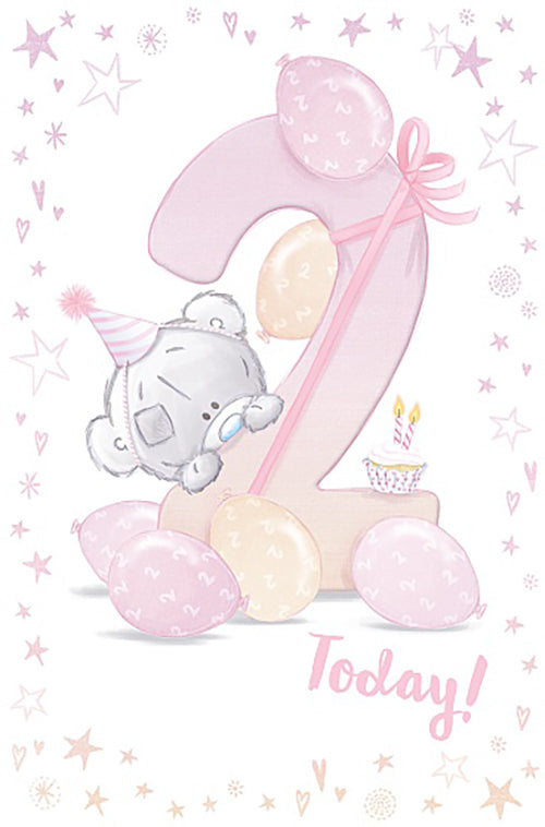 2nd Birthday Girl Card - Me To You Teddy And Balloon In Pink