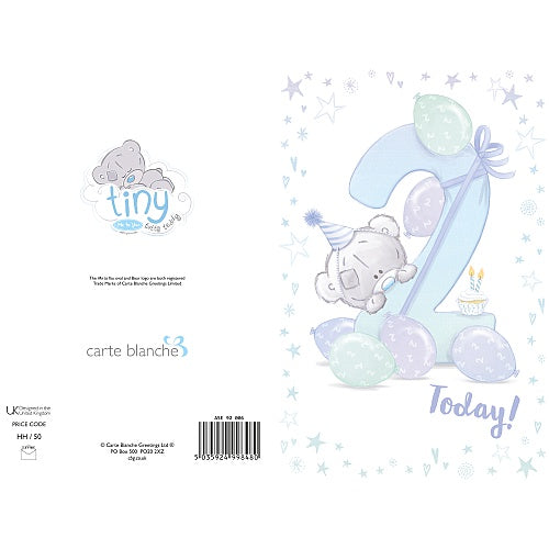 2nd Birthday Boy Card - Me To You Teddy And Balloon In Blue