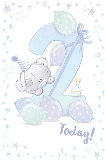 2nd Birthday Boy Card - Me To You Teddy And Balloon In Blue