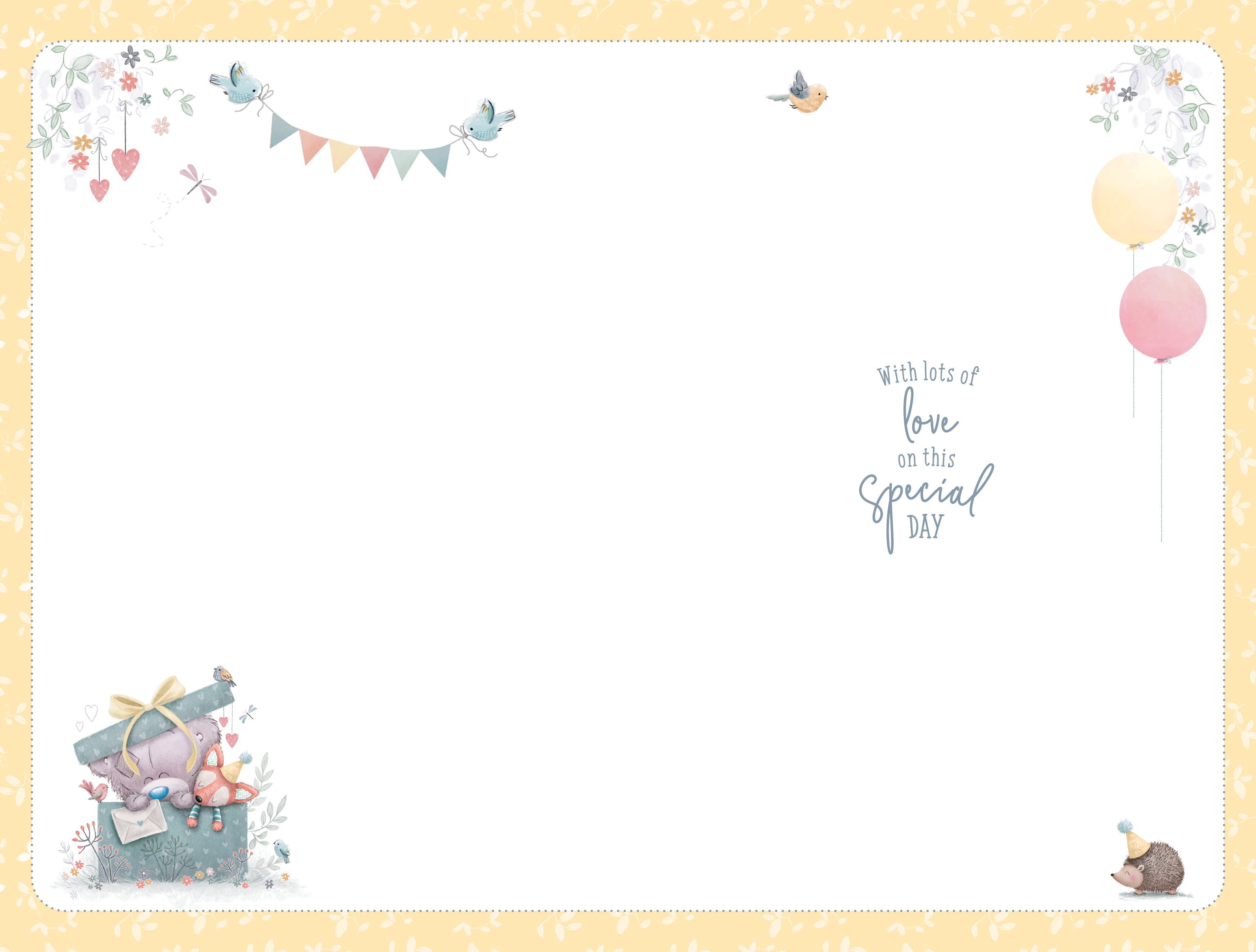 2nd Birthday Card - Bear Cuddling Fox Toy Card - Tiny Tatty