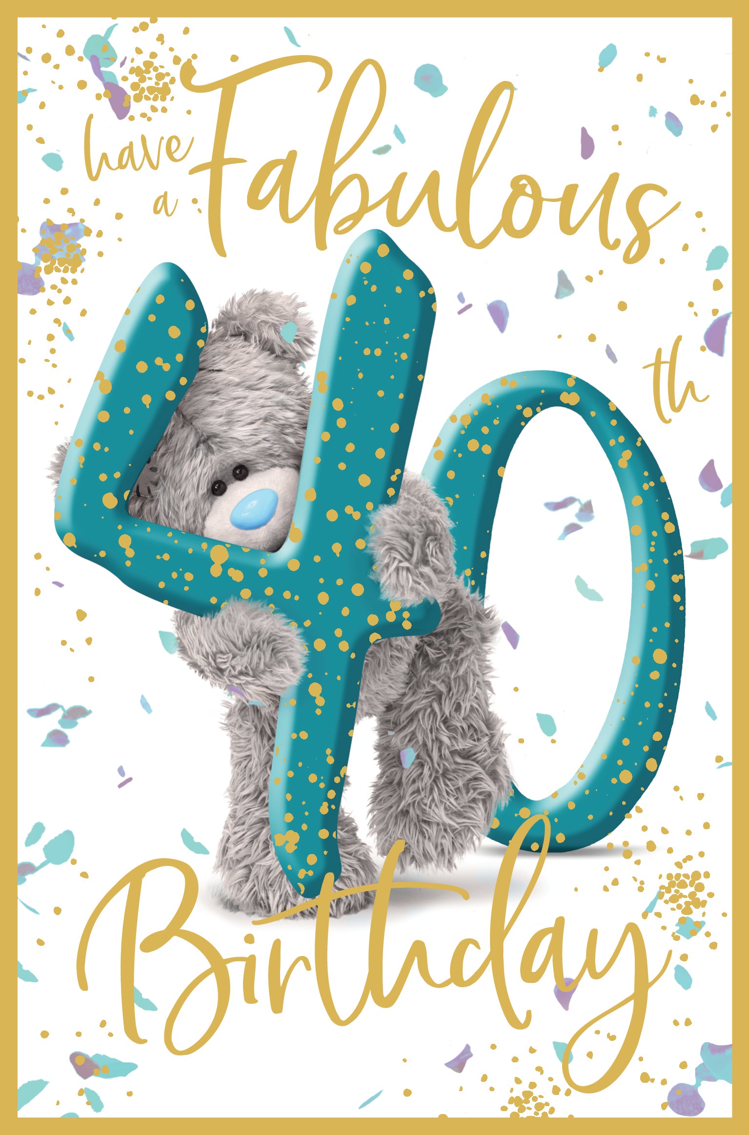 40th Birthday Bear Peeking Through Number 40 Card - Me To You