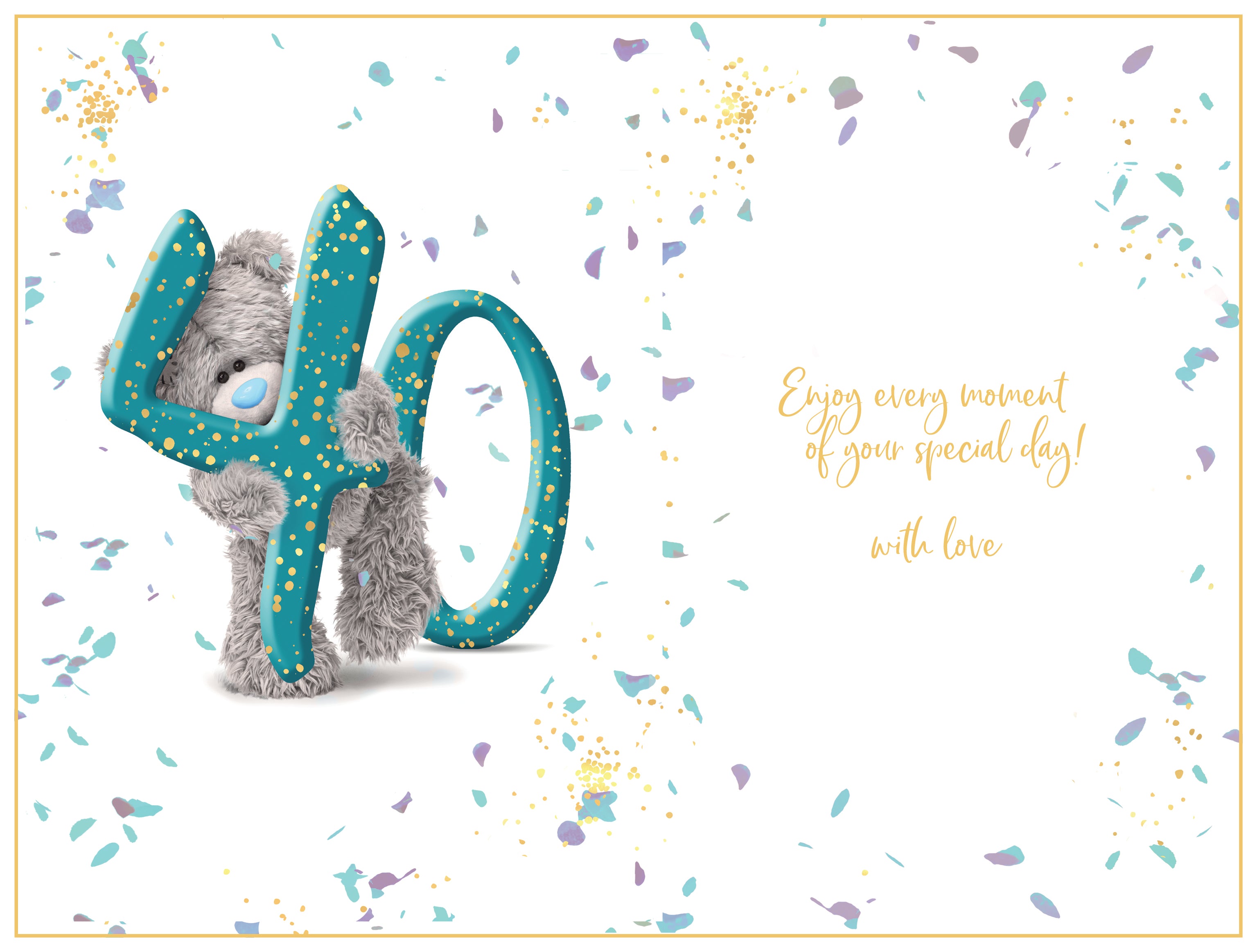 40th Birthday Bear Peeking Through Number 40 Card - Me To You