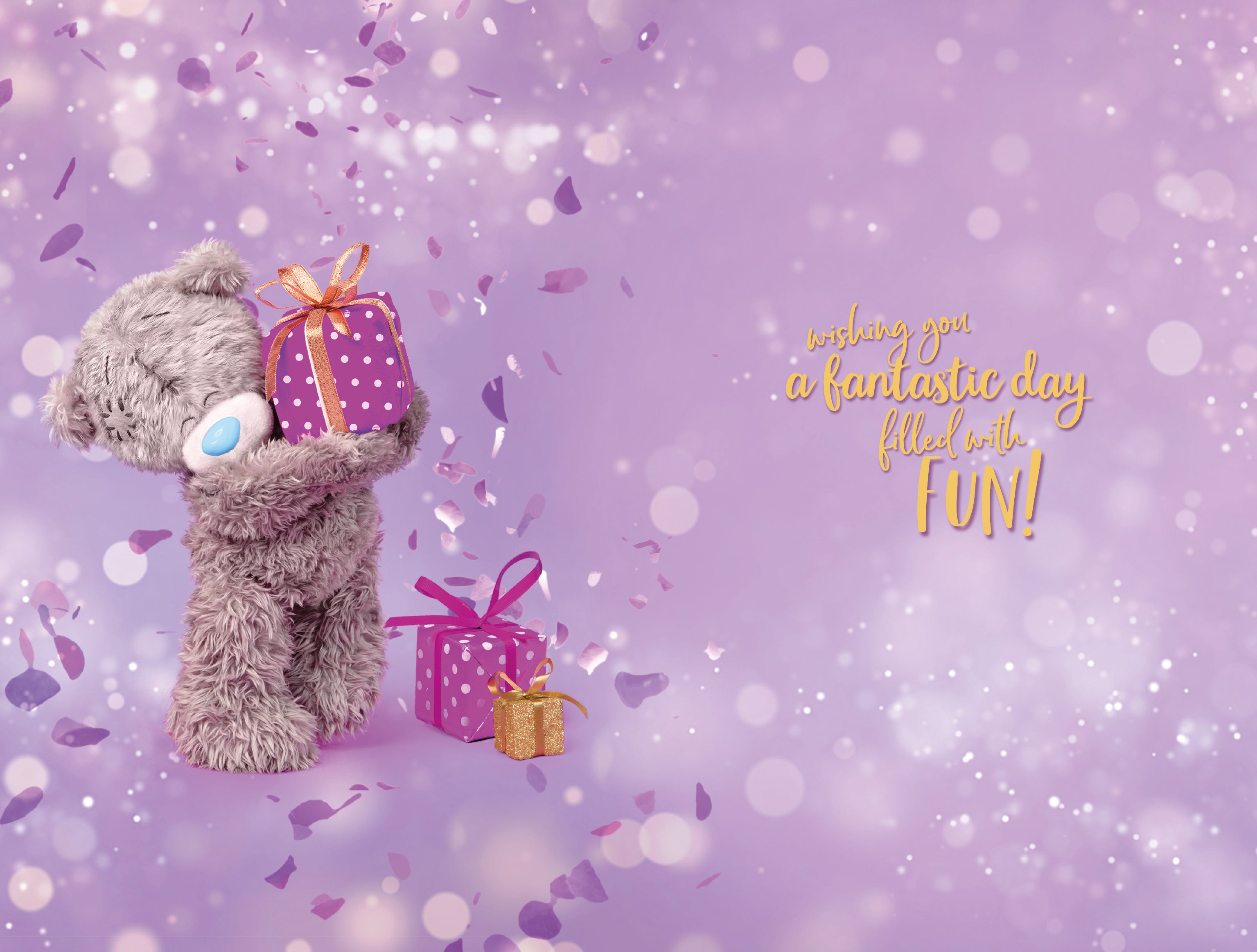 10th Birthday Bear Holding Present Card