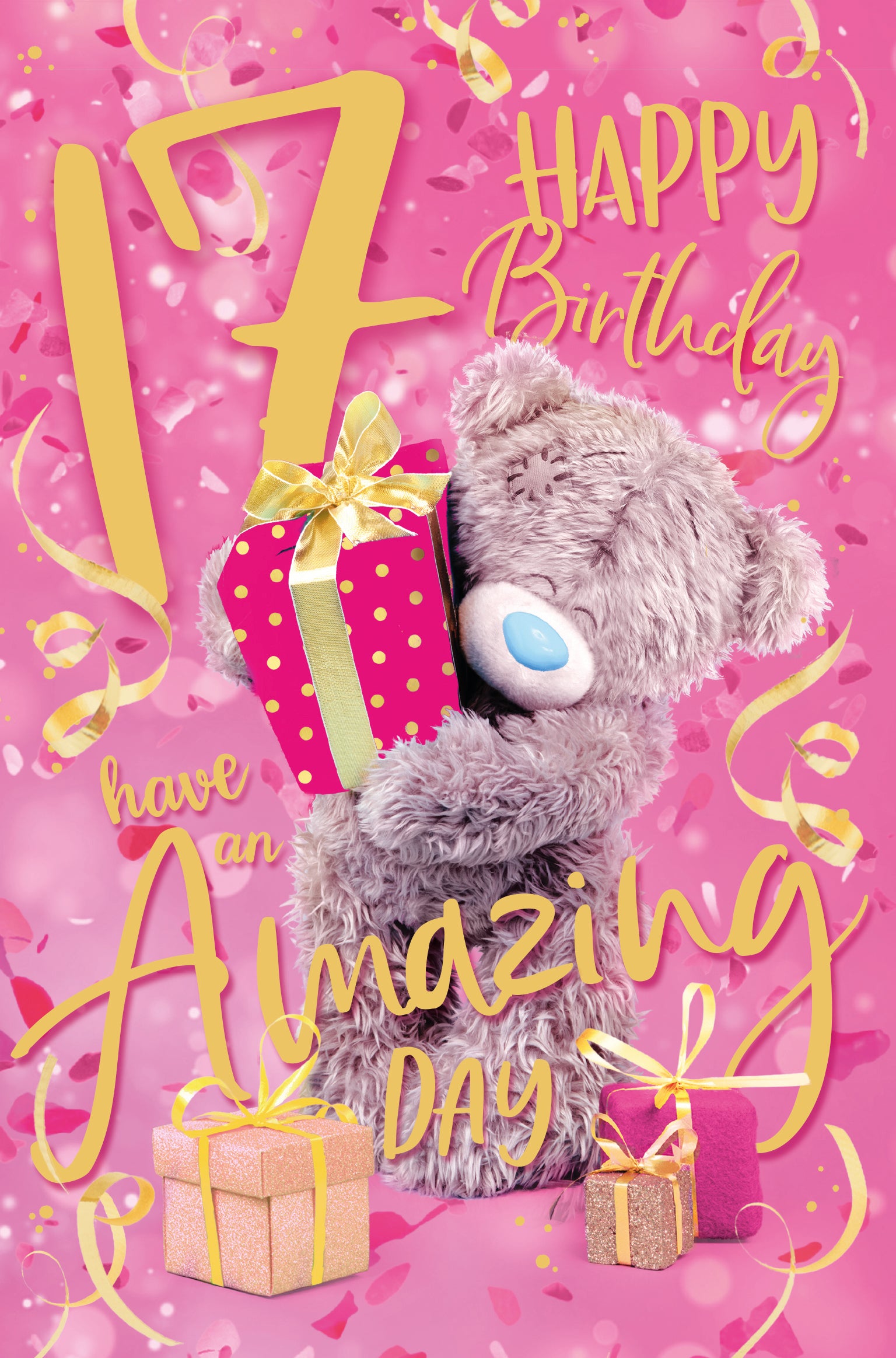 17th Birthday Card Bear Hugging Present - Me To You