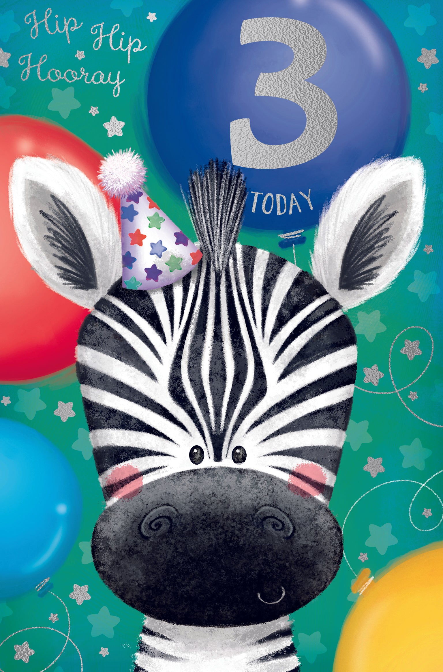3rd Birthday Boy Card - Zebra Head