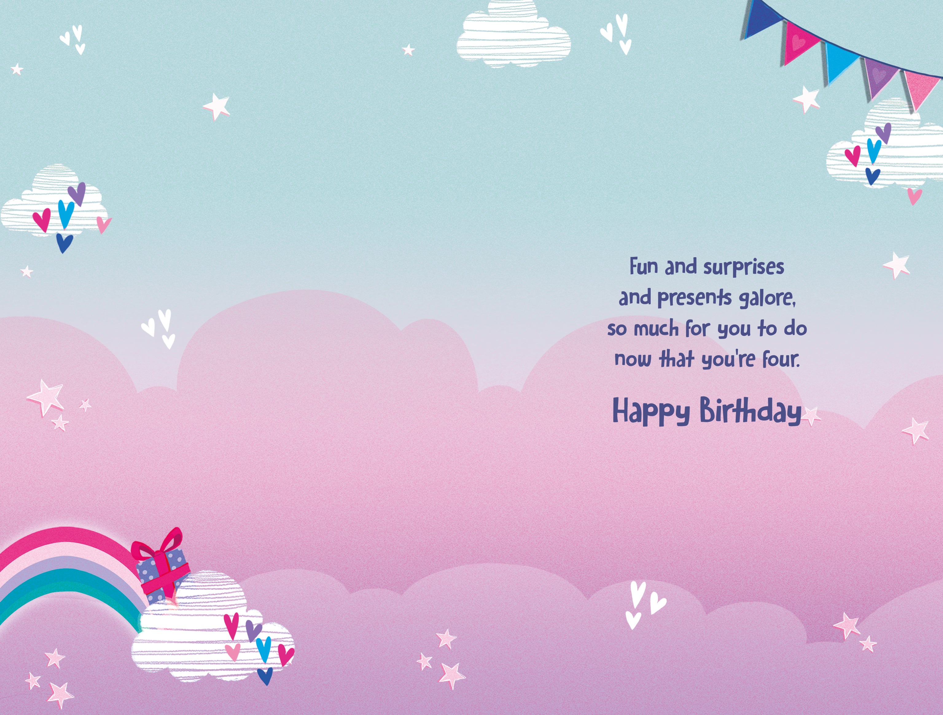 4th Birthday Girl Card - Magical Unicorn