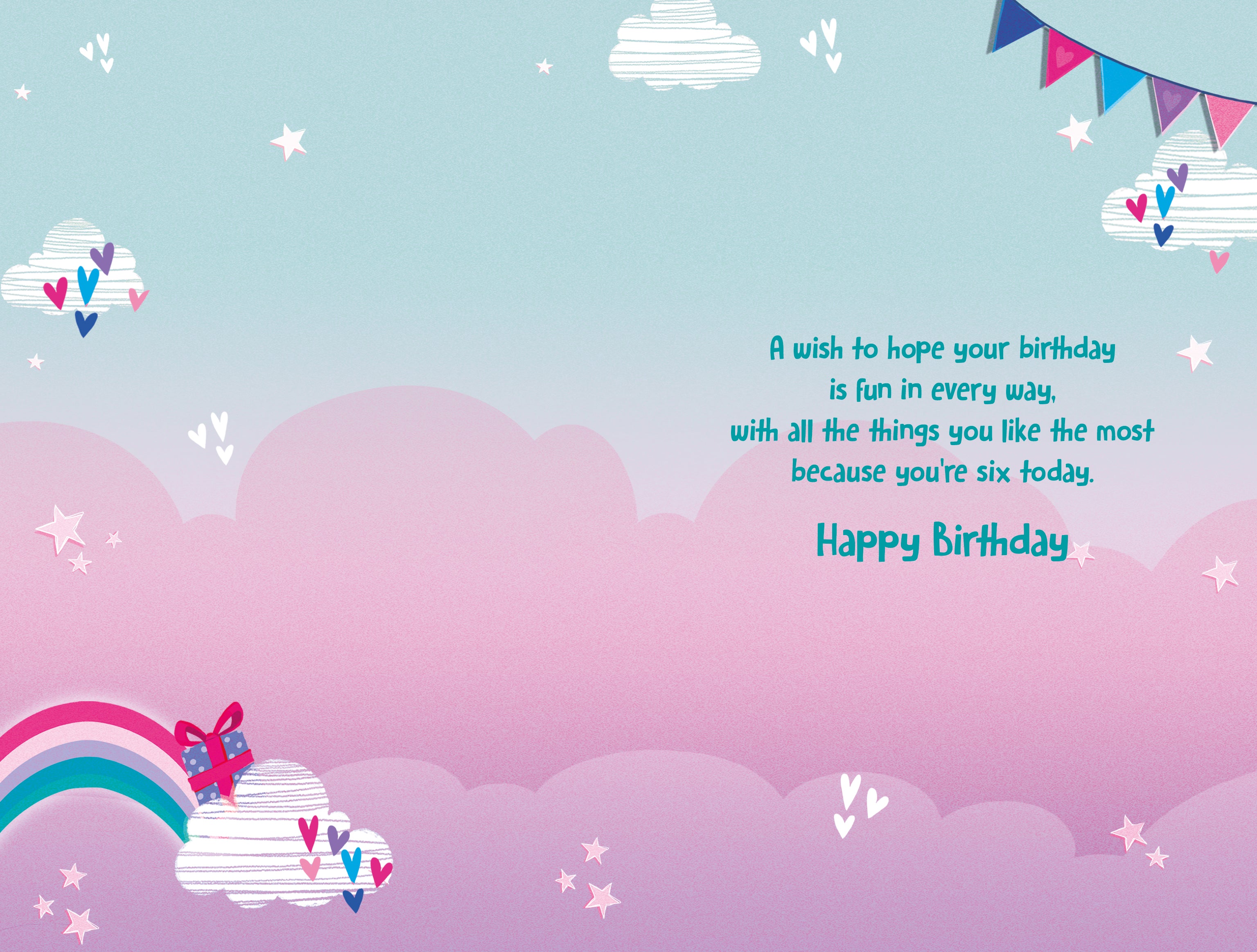 6th Birthday Girl Card - Unicorn And Rainbow