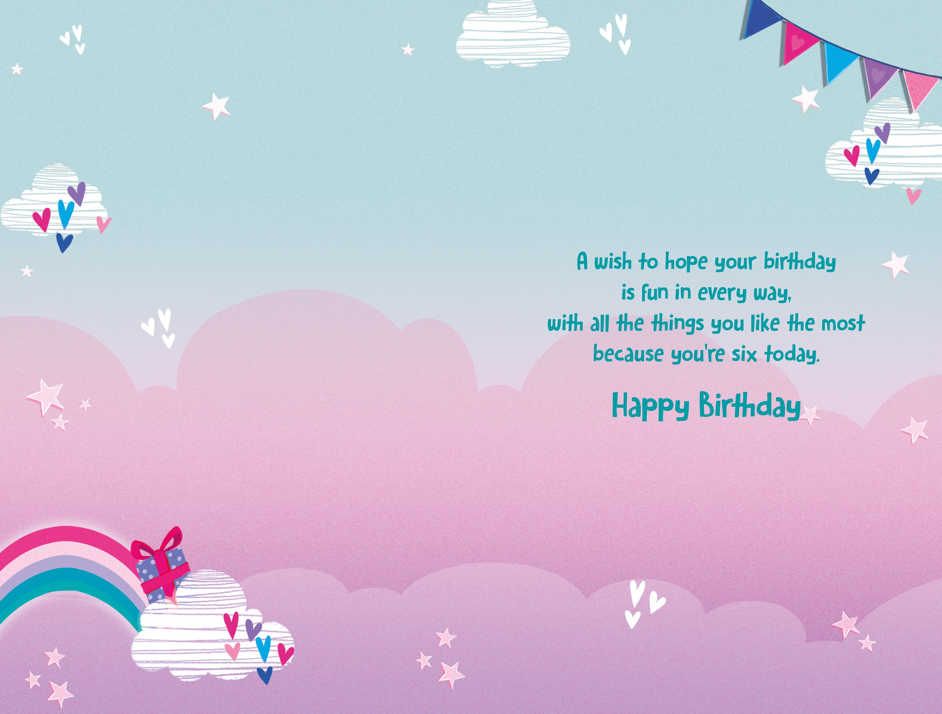 6th Birthday Girl Card - Unicorn And Rainbow