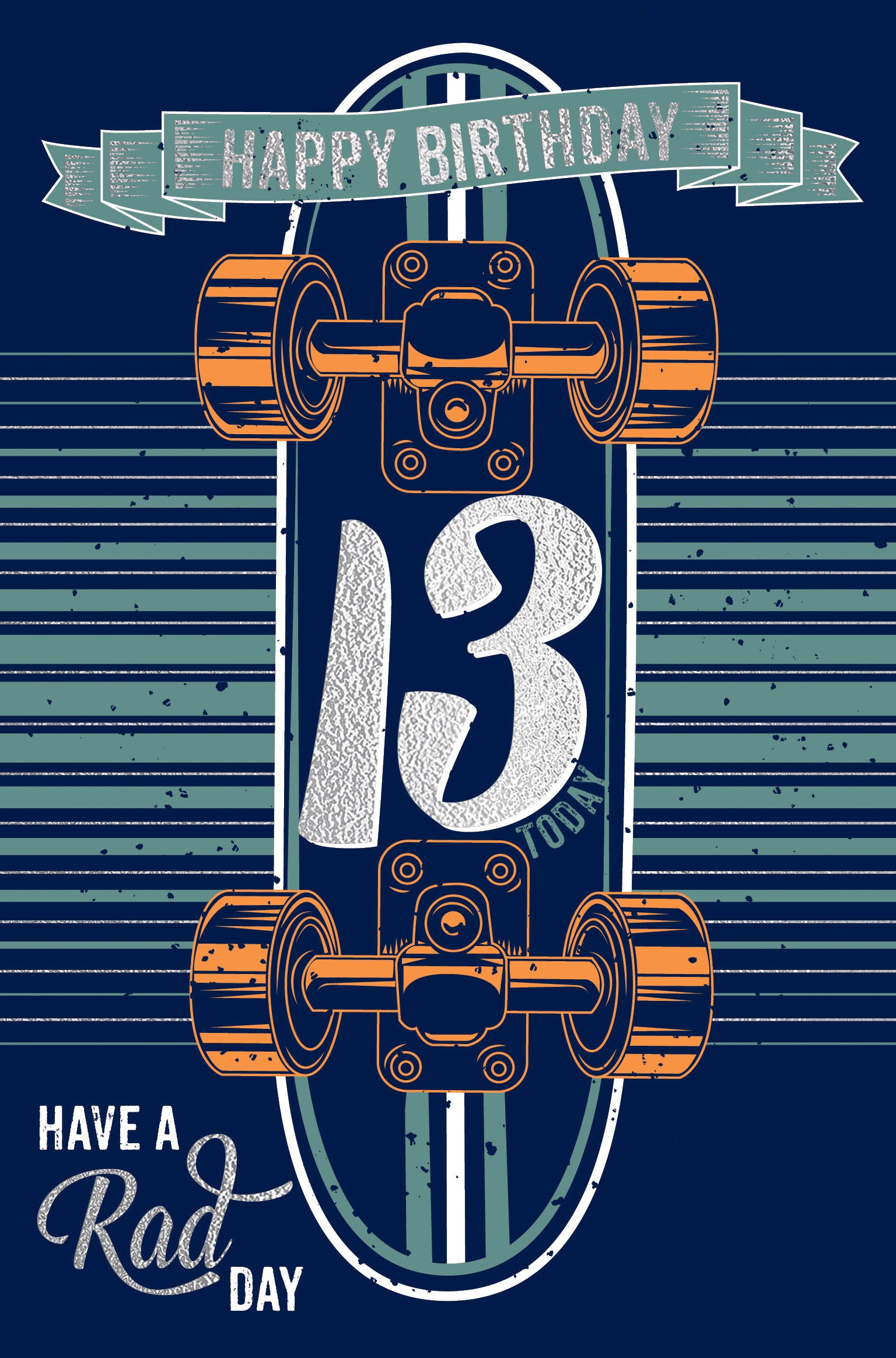 13th Boy Birthday Card - Skateboard
