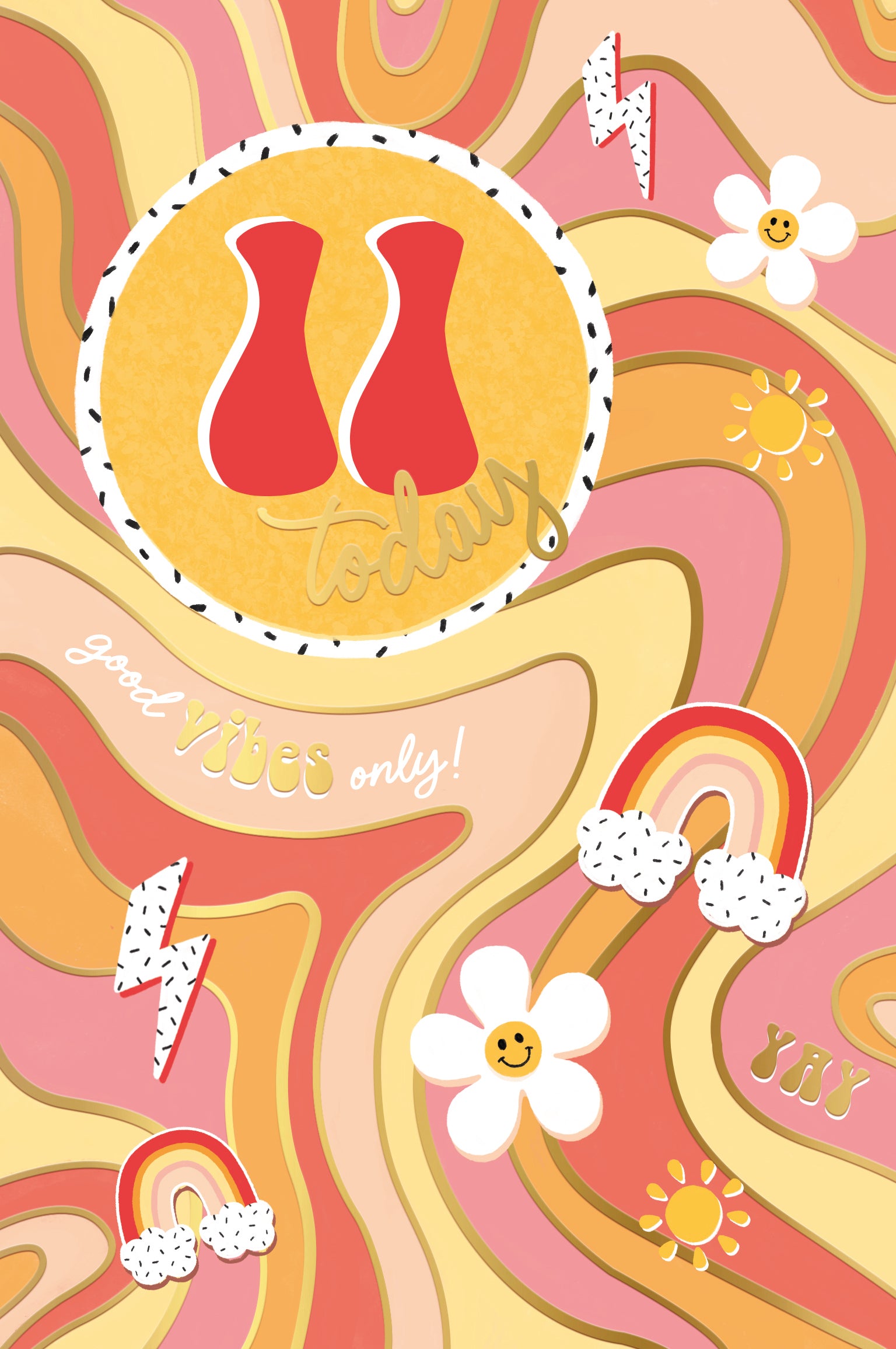 11th 70s Birthday Girl Card - Vibes And Colours