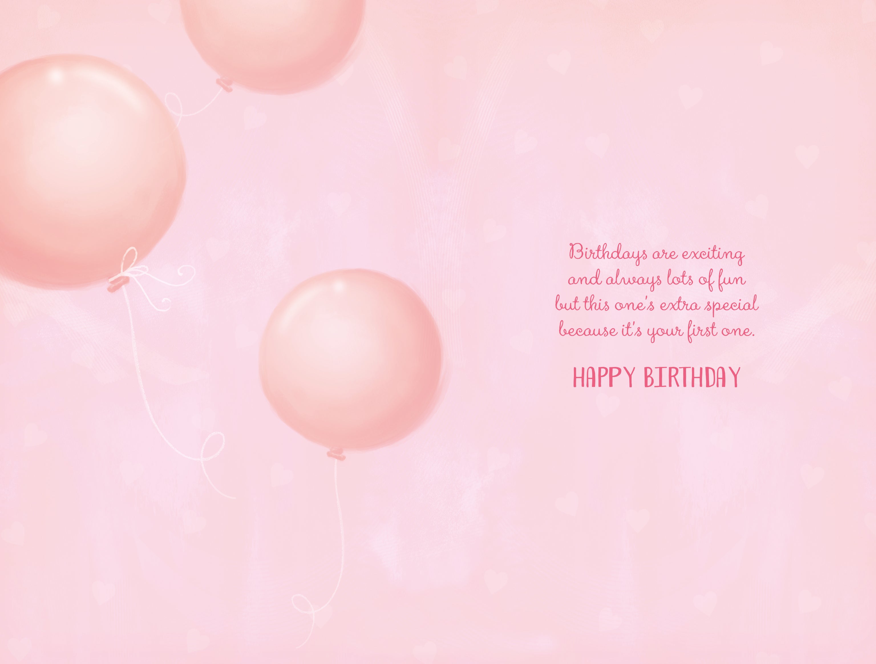 1st Birthday Girl Card - Elephant And Balloon