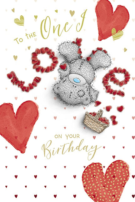 One I Love Birthday Card – Basket Of Love Hearts – Me To You