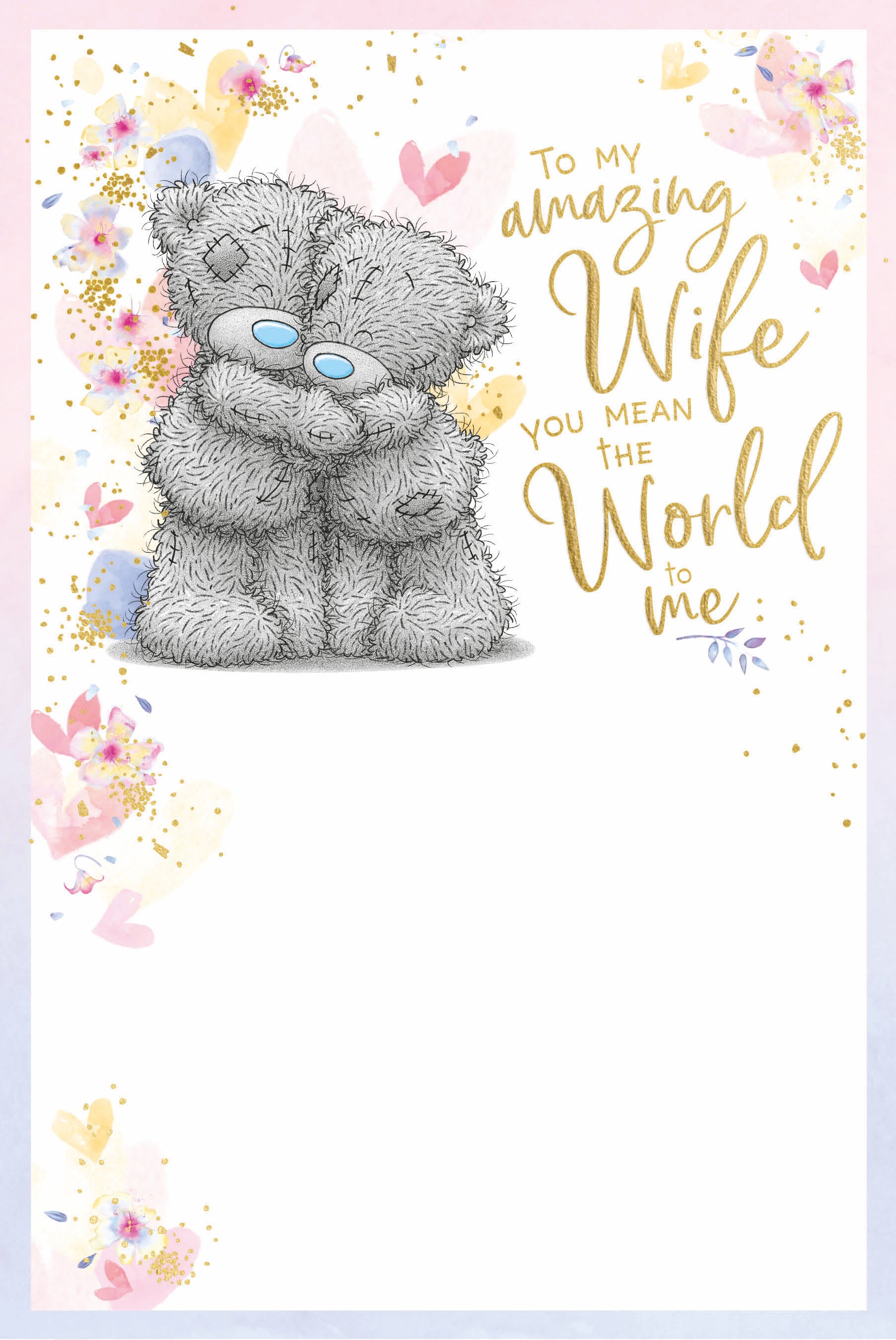 Wife Birthday Card - Bear Hugging