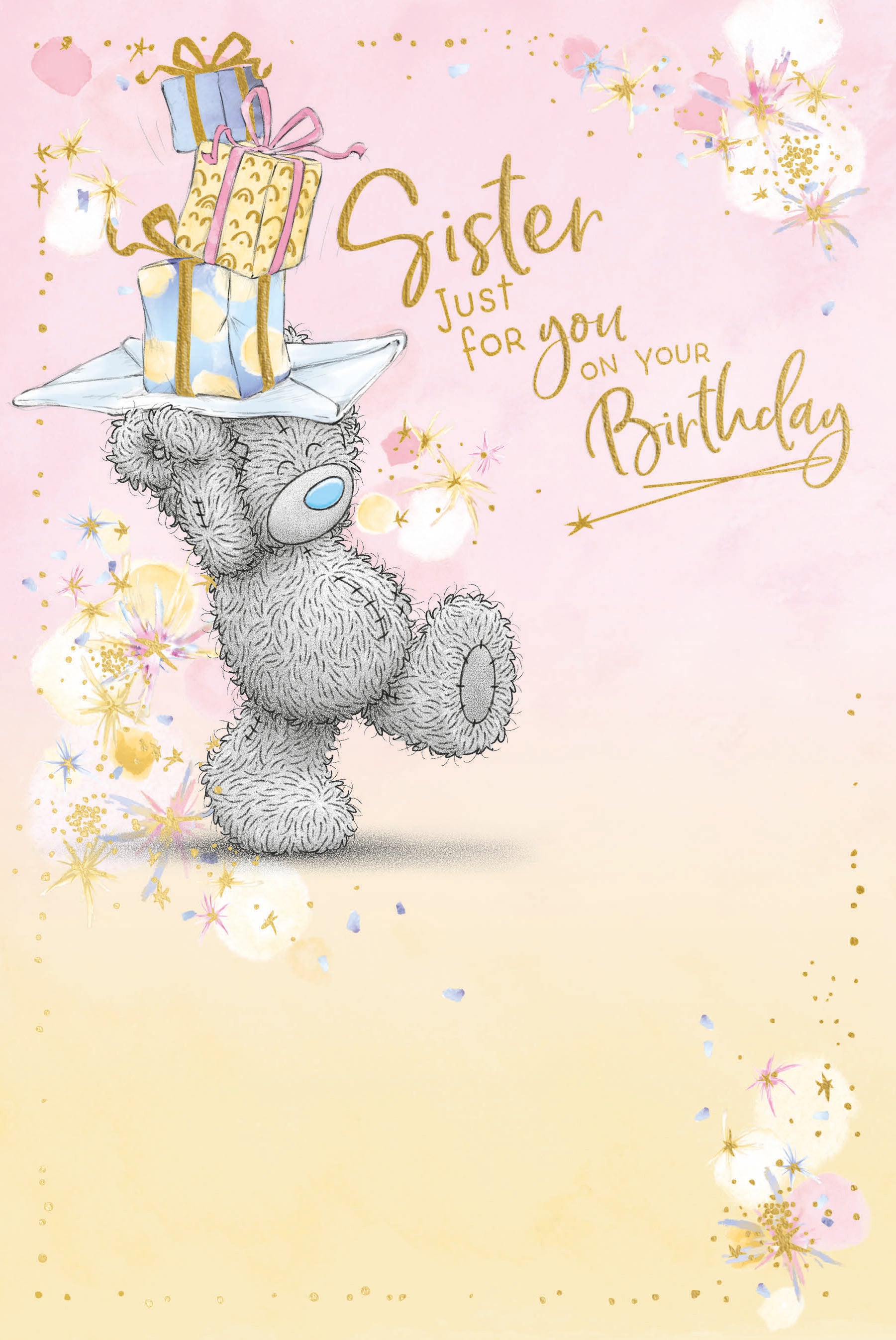 Sister Birthday Card - Bear Delivering Birthday Gifts