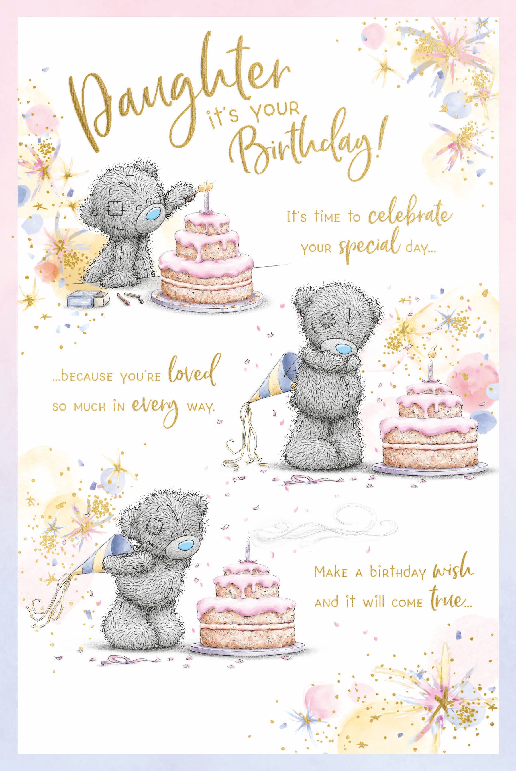 Daughter it's Your Birthday Card - Bear with Cake Storyboard