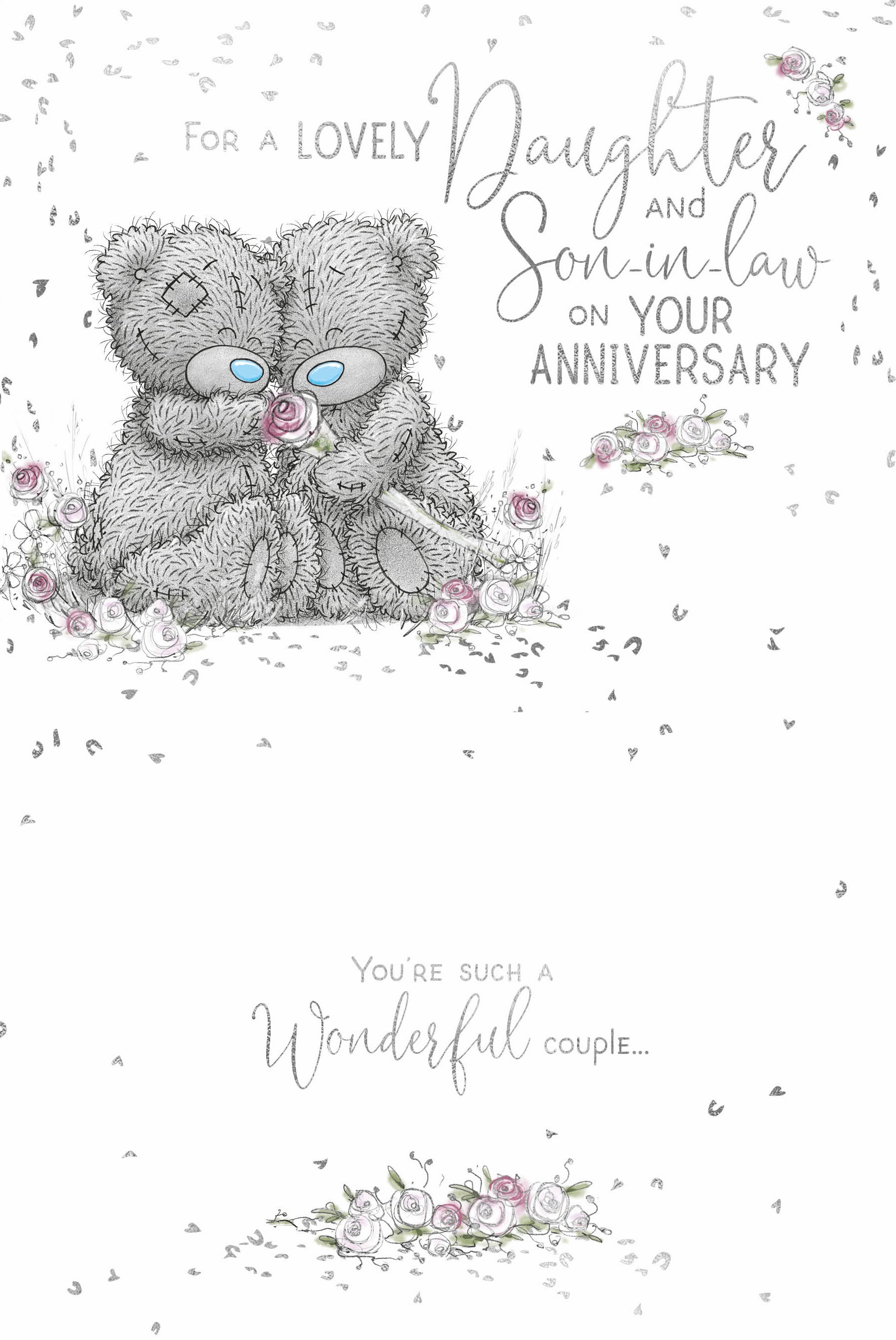 Daughter and Son-In-Law on Your Wedding Anniversary Card - Bears Hugging