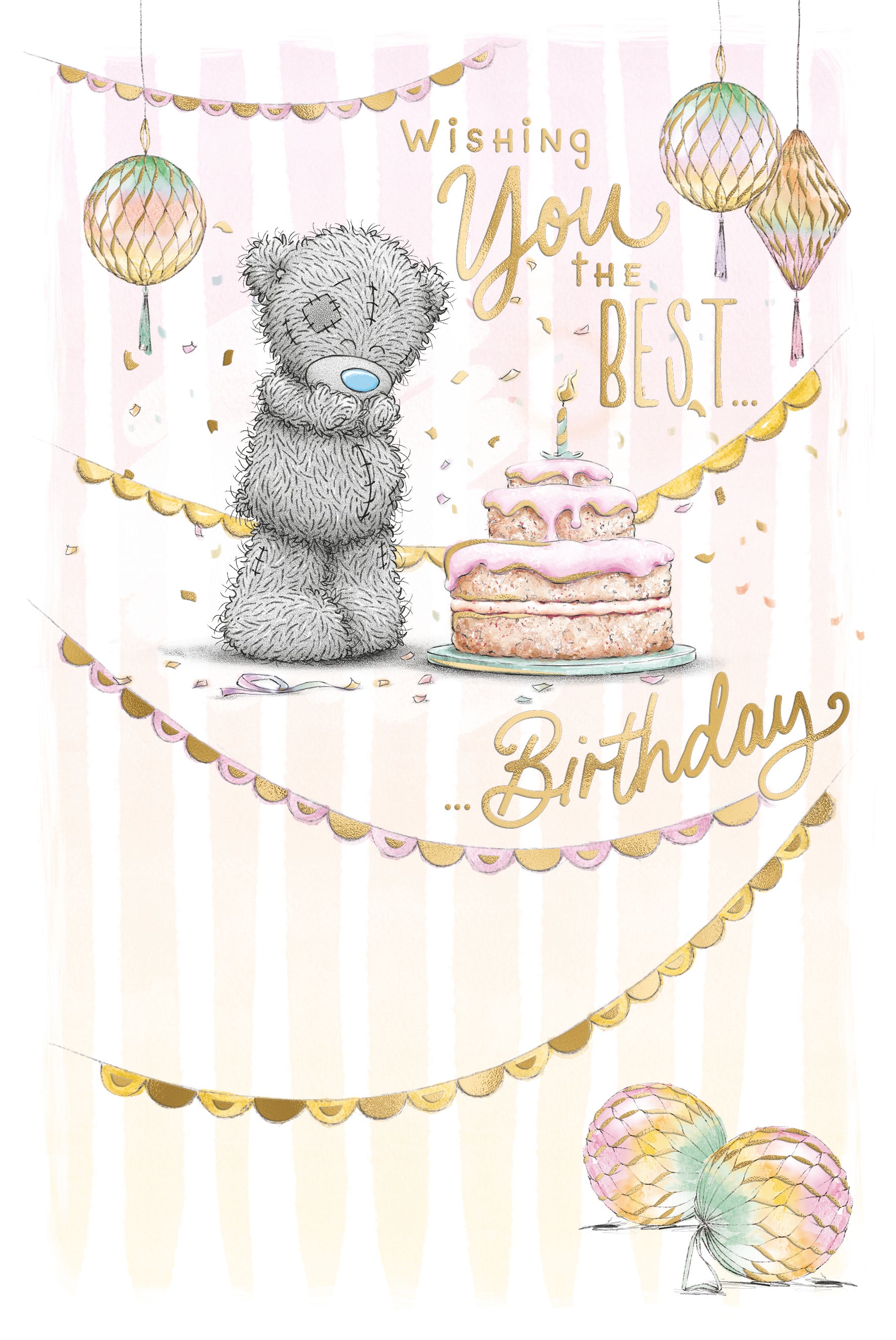 Open Birthday Bear And Cake Card