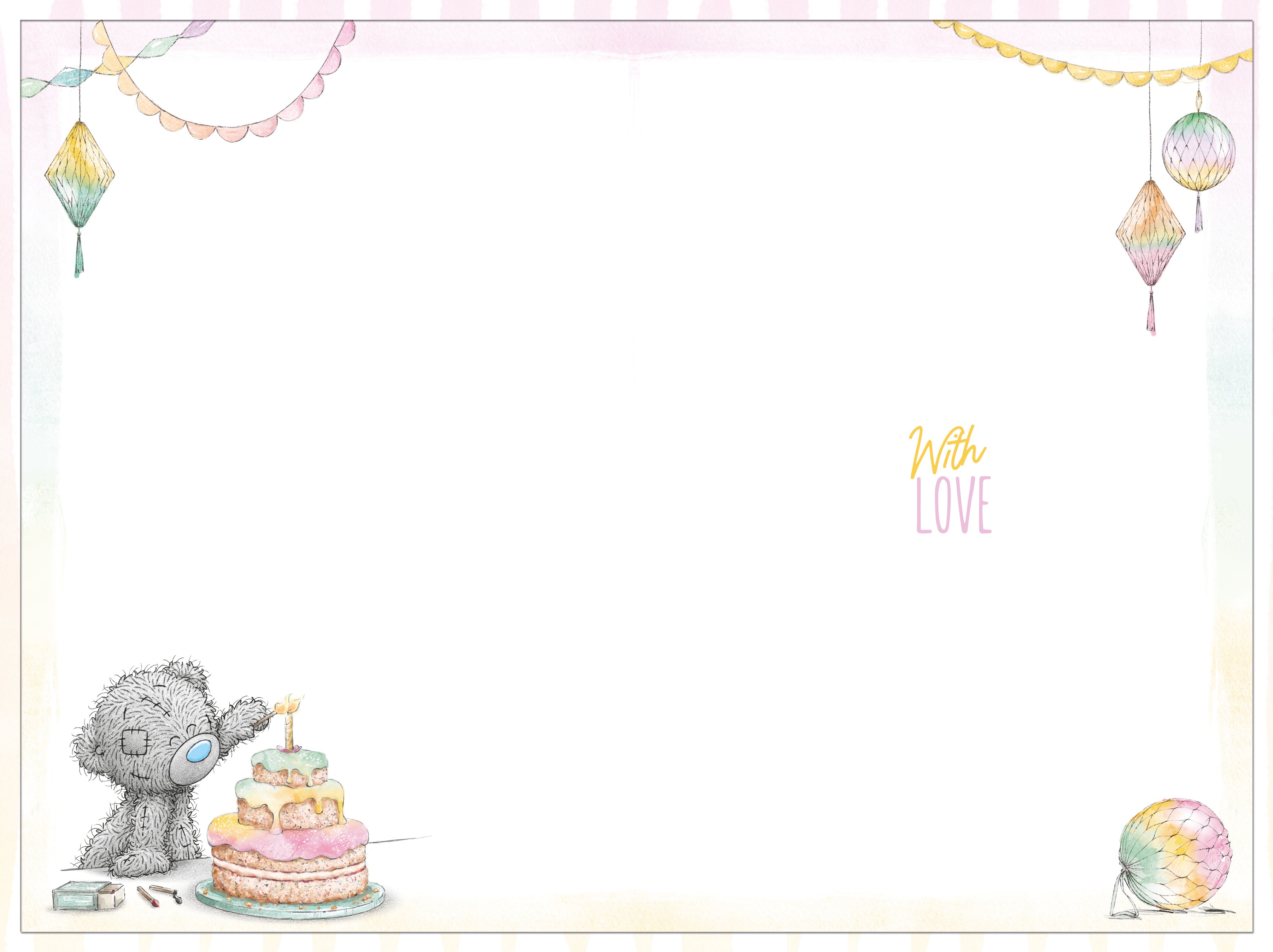 Open Birthday Bear And Cake Card