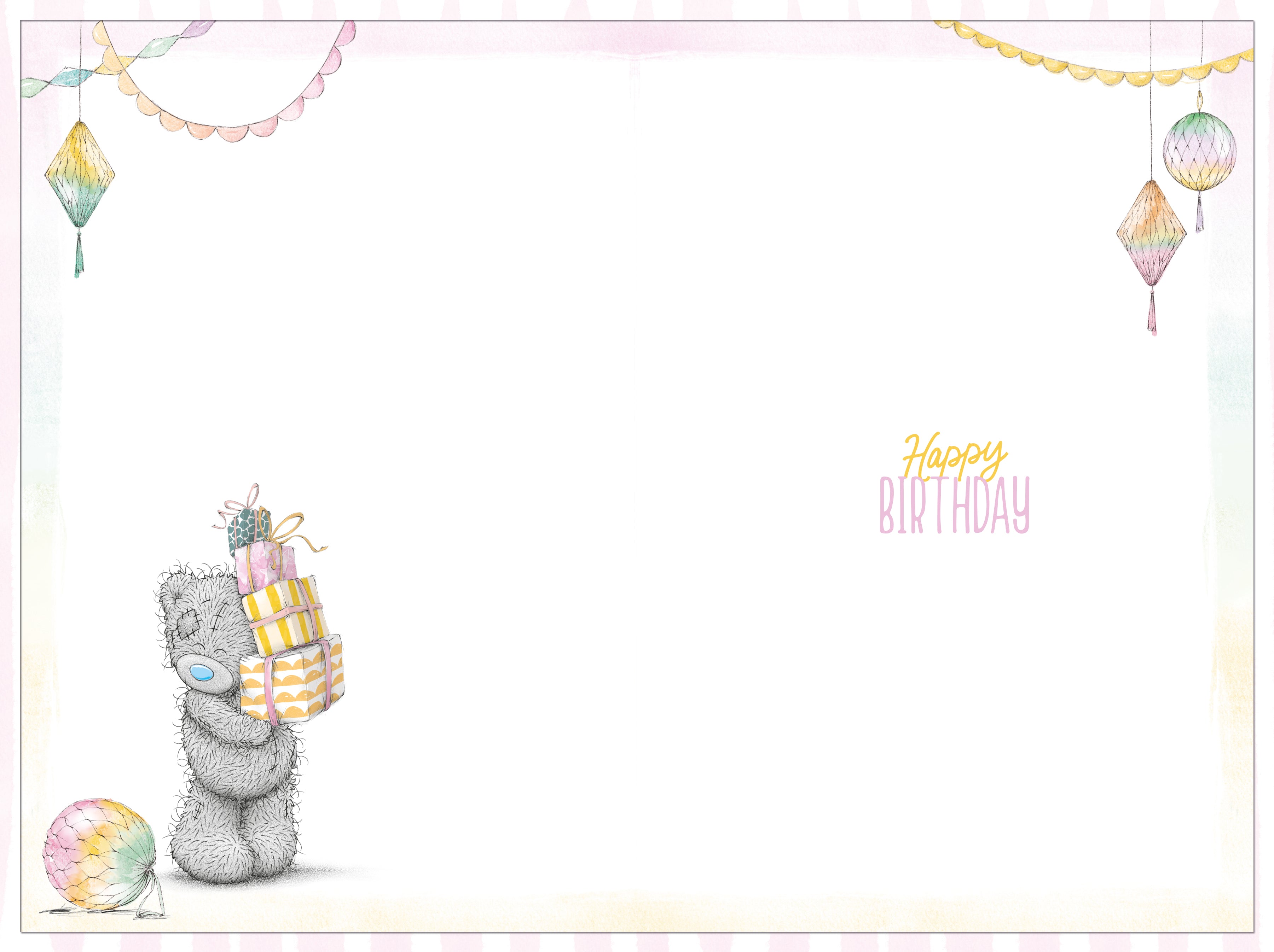 Open Birthday Bear With Presents On Back Card