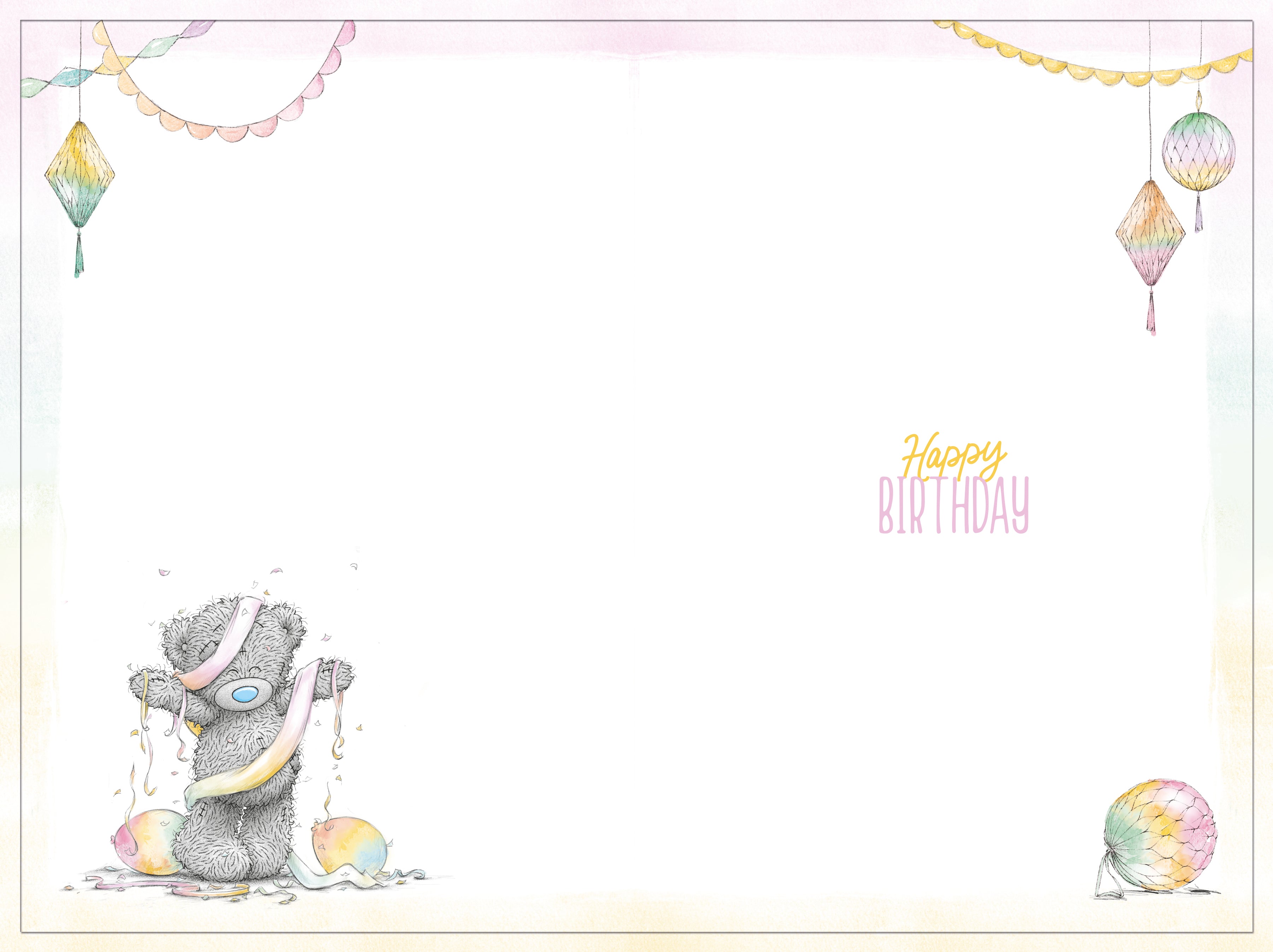 Open Birthday Bear Party Decorating Card