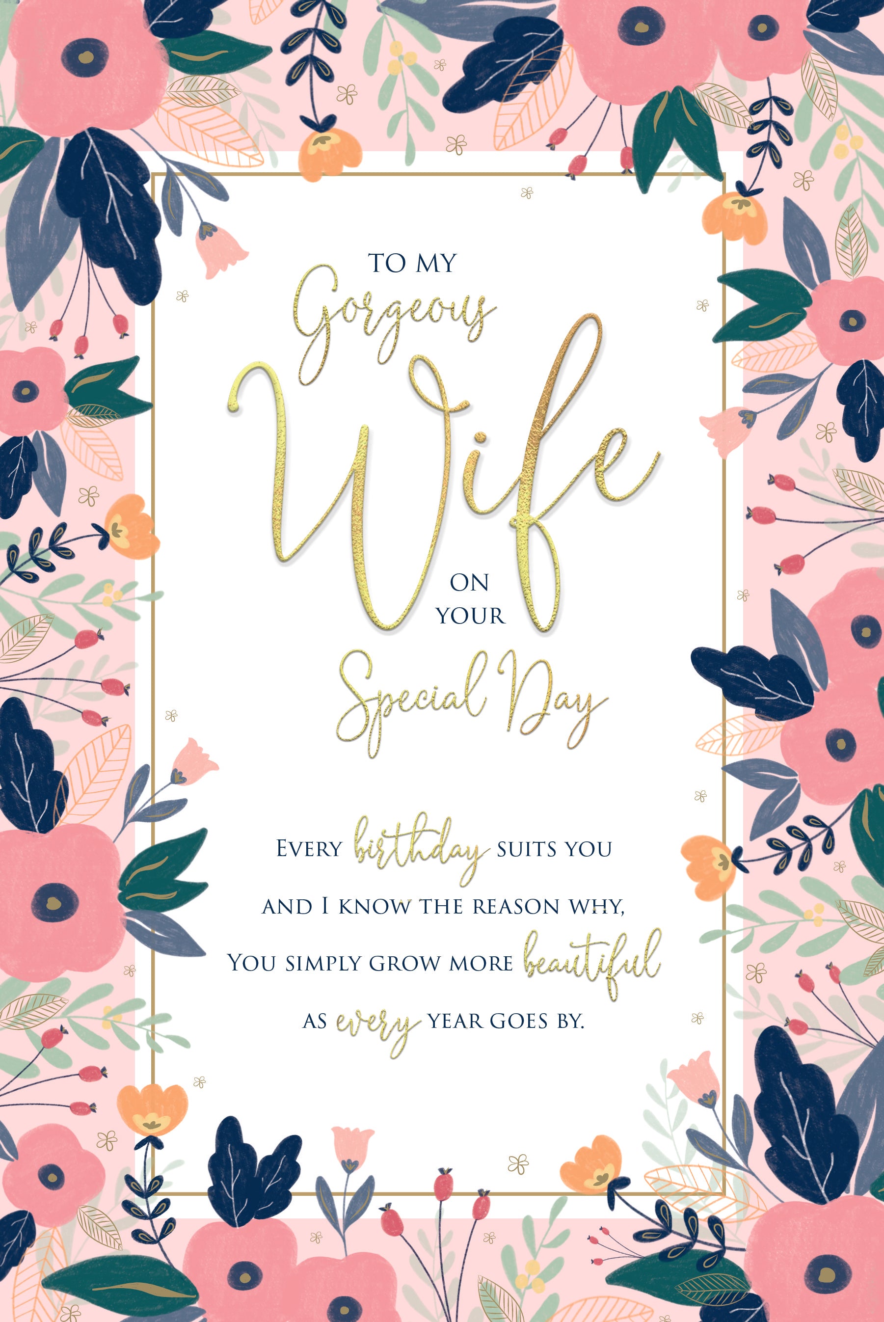 Wife Birthday Card - Flowers