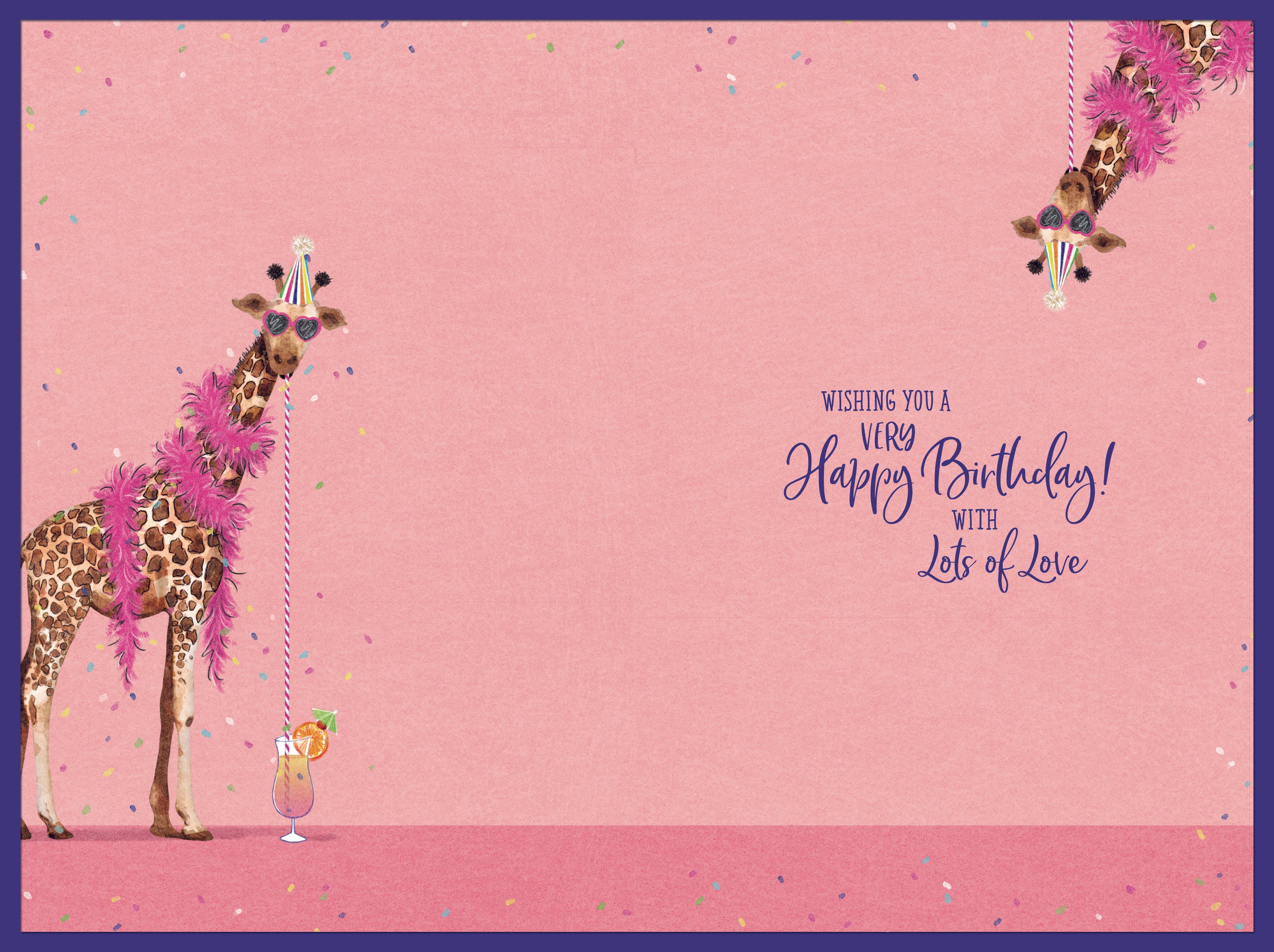 Daughter Birthday Card - Giraffe Drinking Cocktail