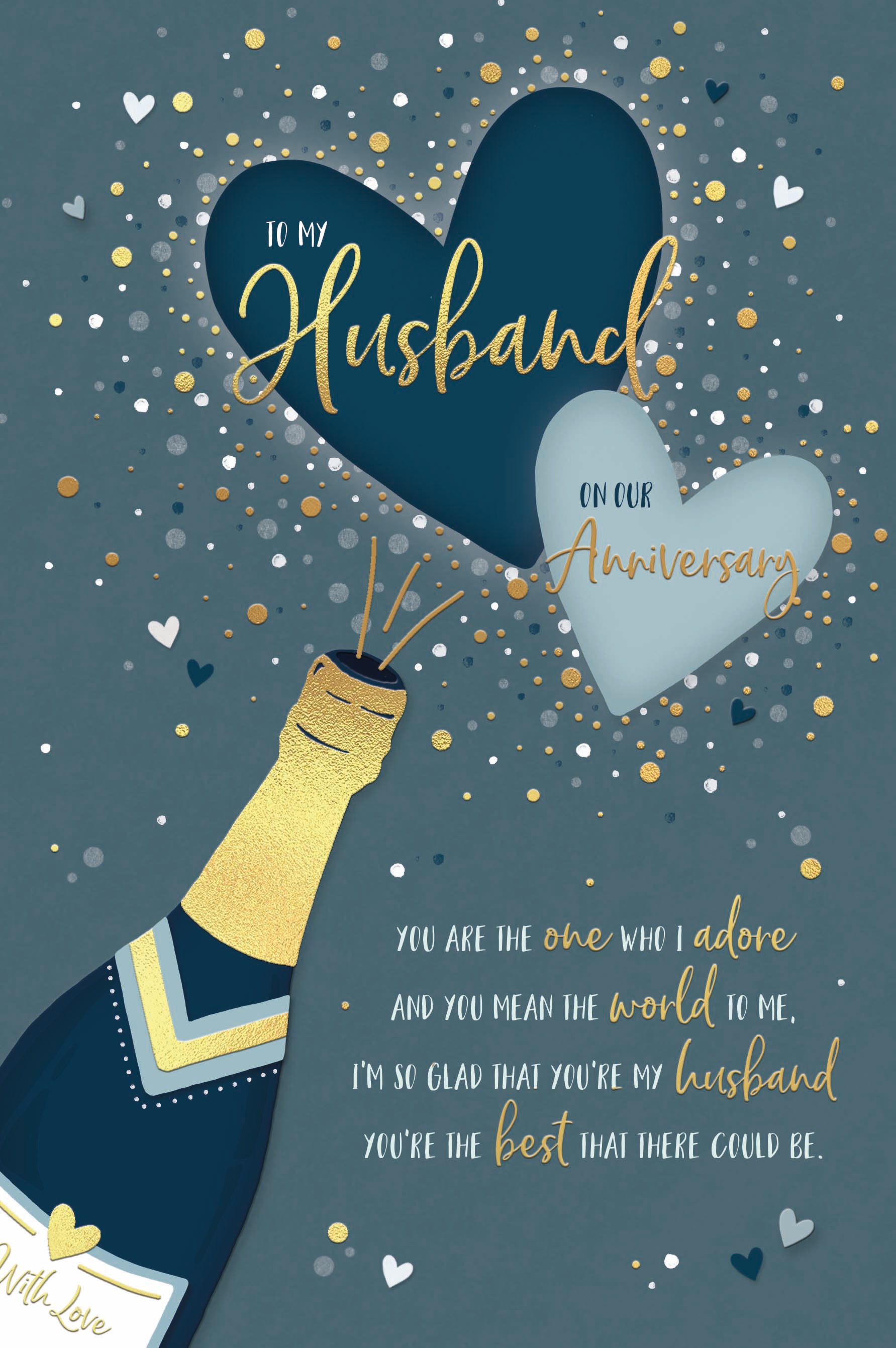 Husband Anniversary Card - Champagne Bottle