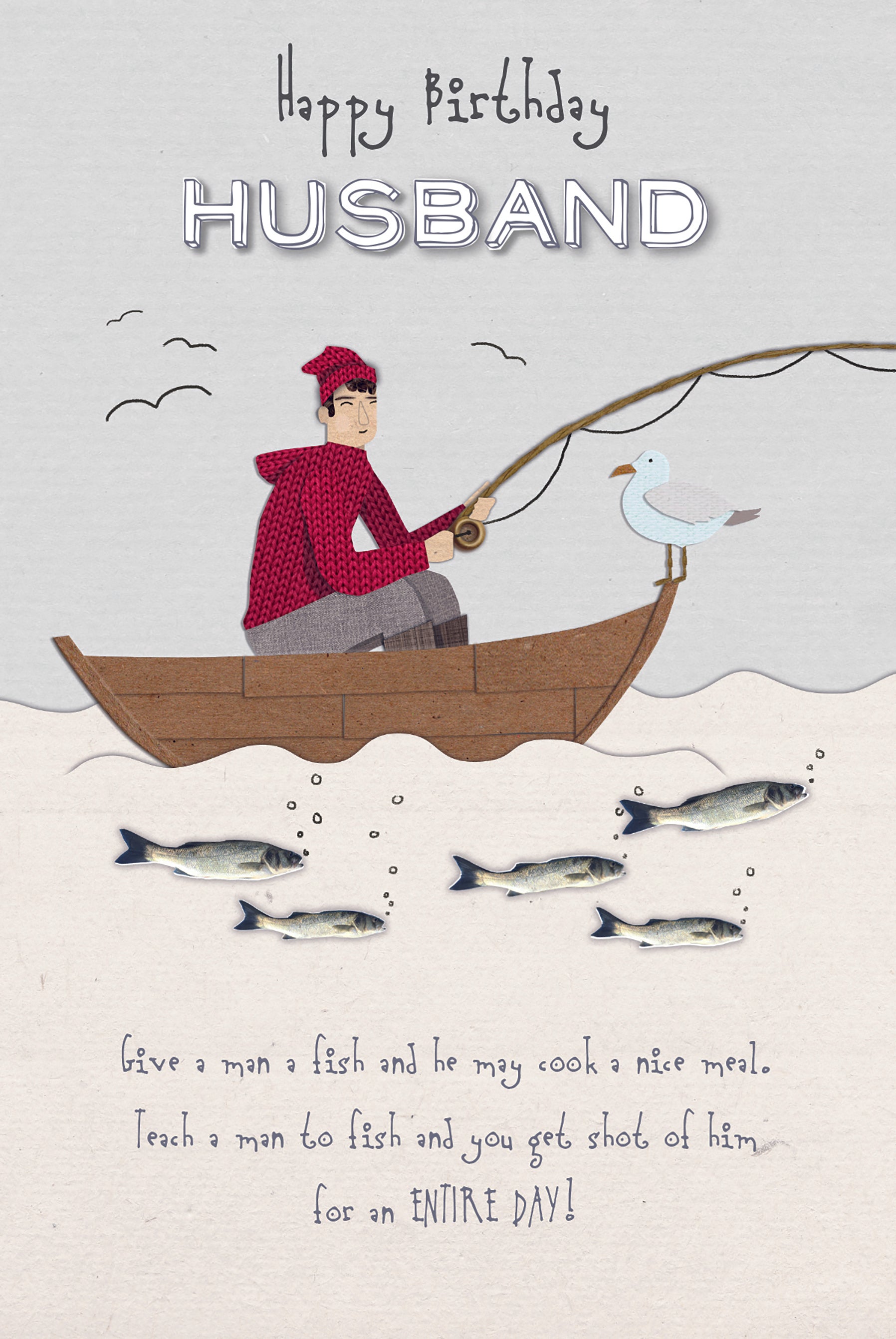 Husband Birthday Card - Man In Boat