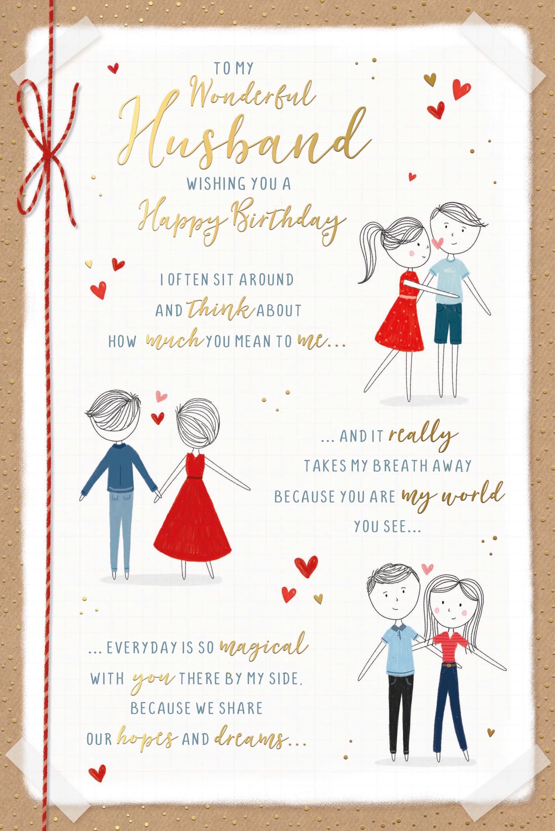 Husband Birthday Card - Storybook Stick People