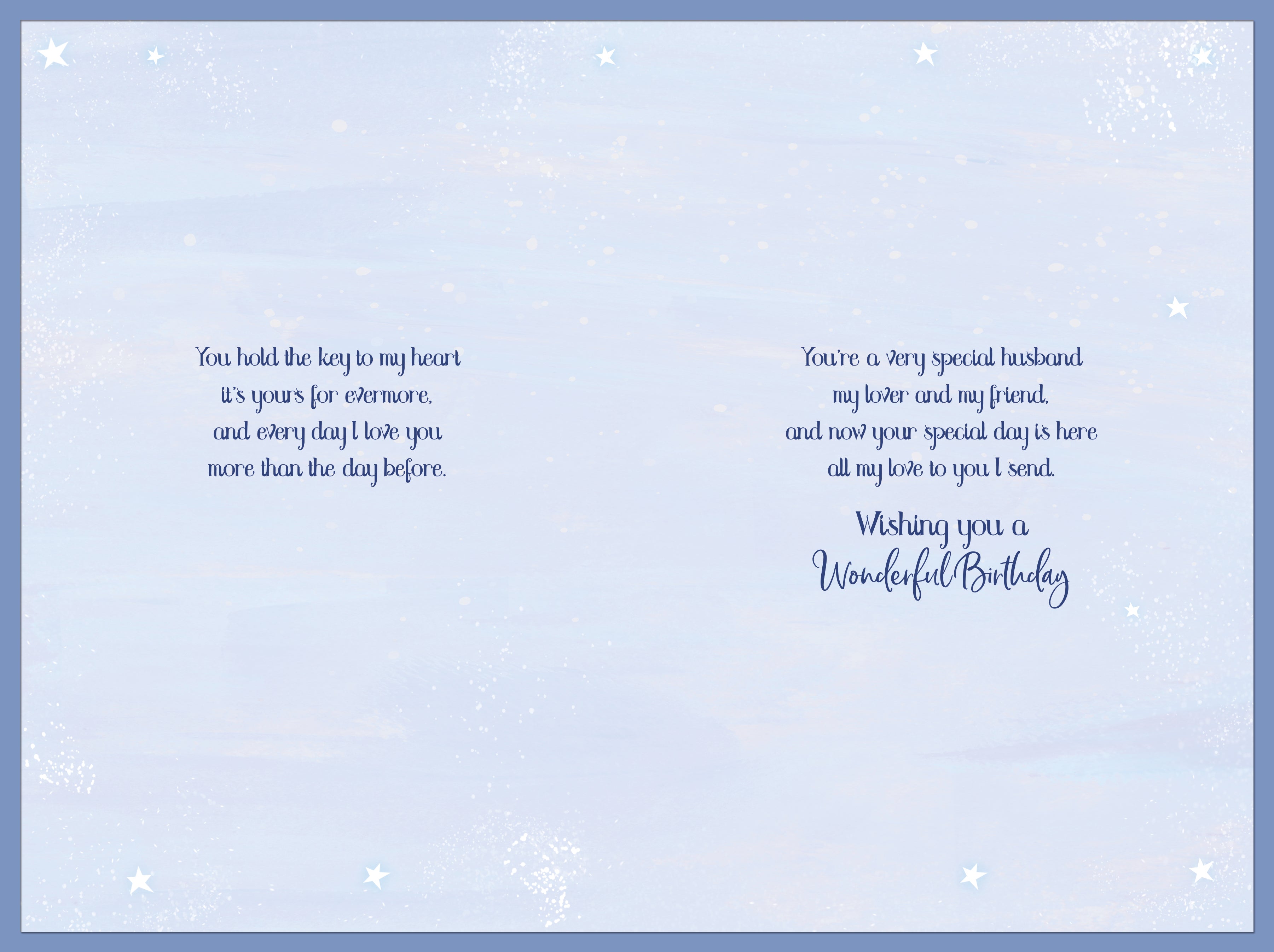 Husband Birthday Card - Blue and Gold Hearts