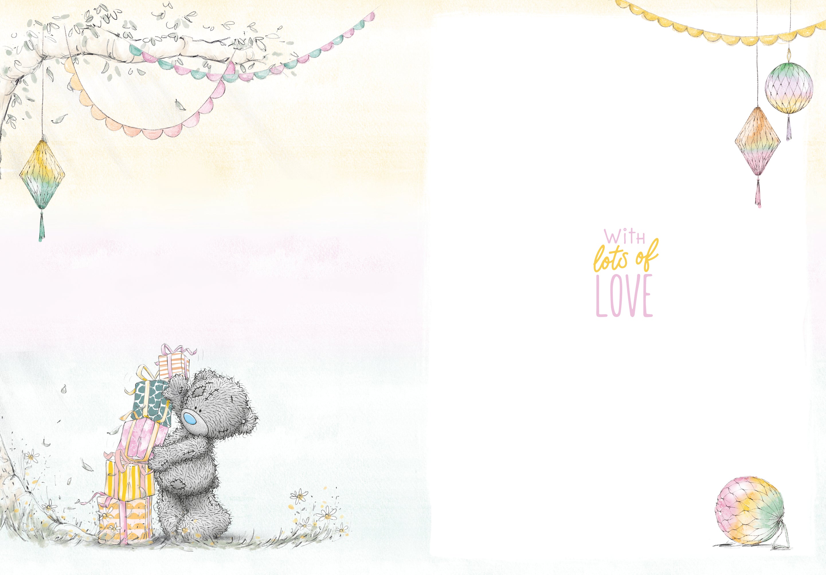 Open Birthday Card - Bear On Steps With Gift