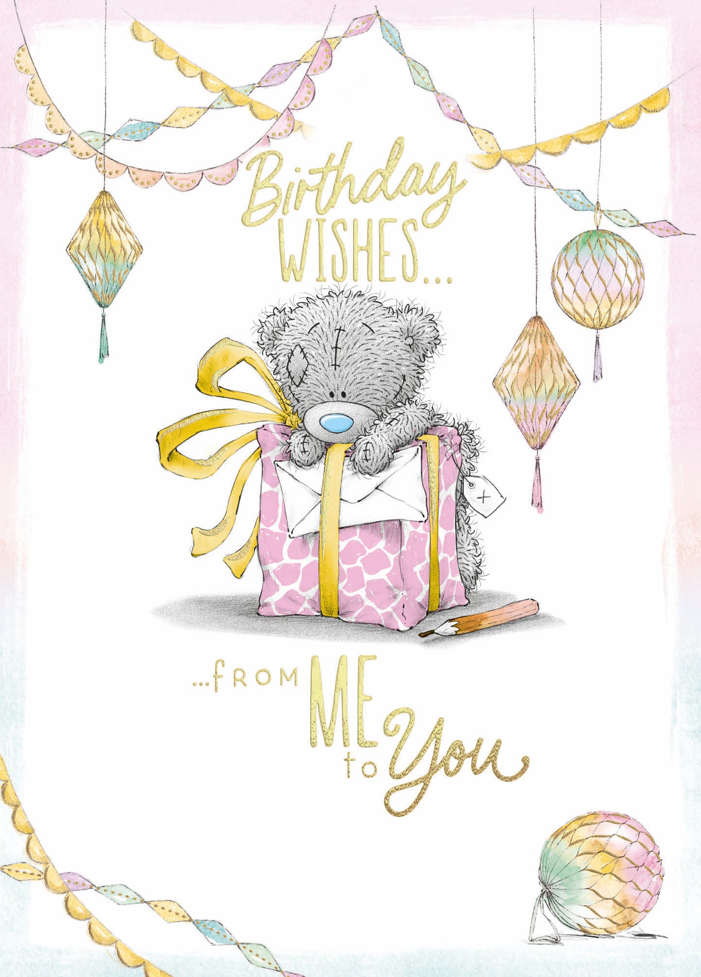 Open Birthday Card - Bear And Large Gift