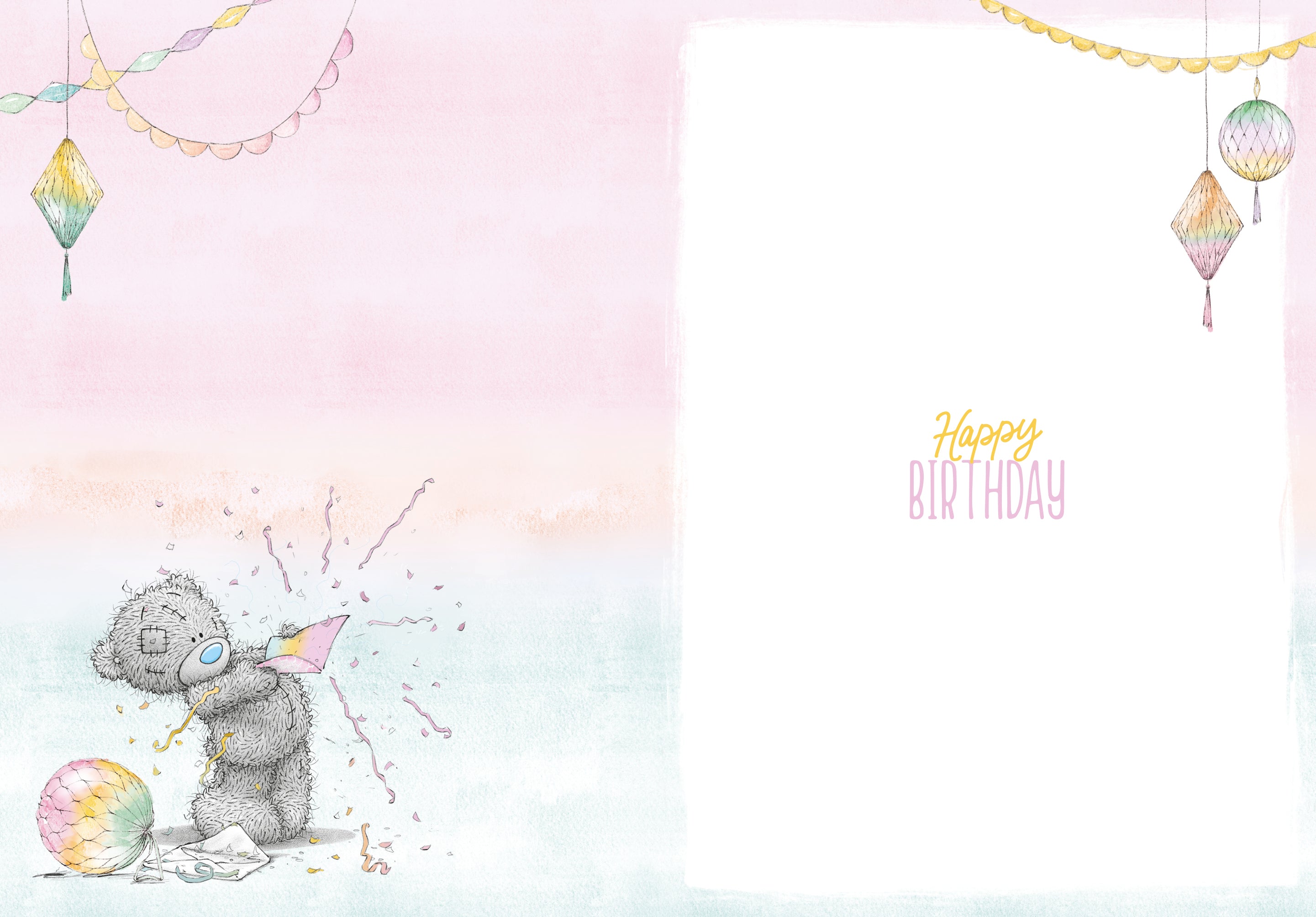 Open Birthday Card - Bear And Large Gift