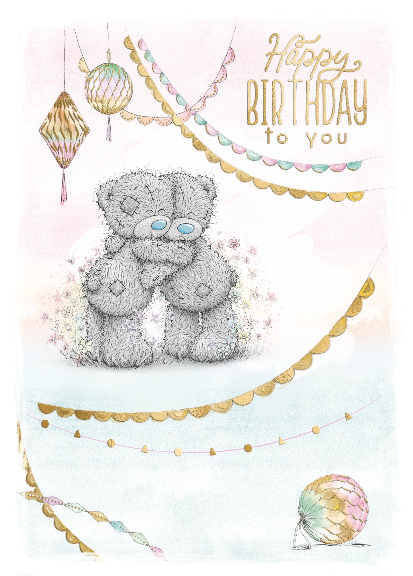 Open Birthday Card - Bear And Balloons