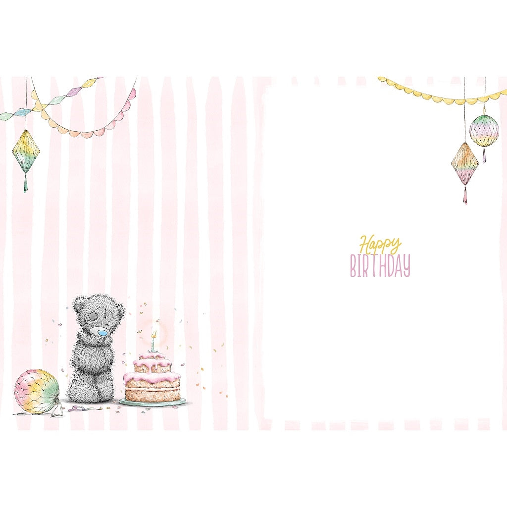 Open Birthday Card - Bear Carrying Cake