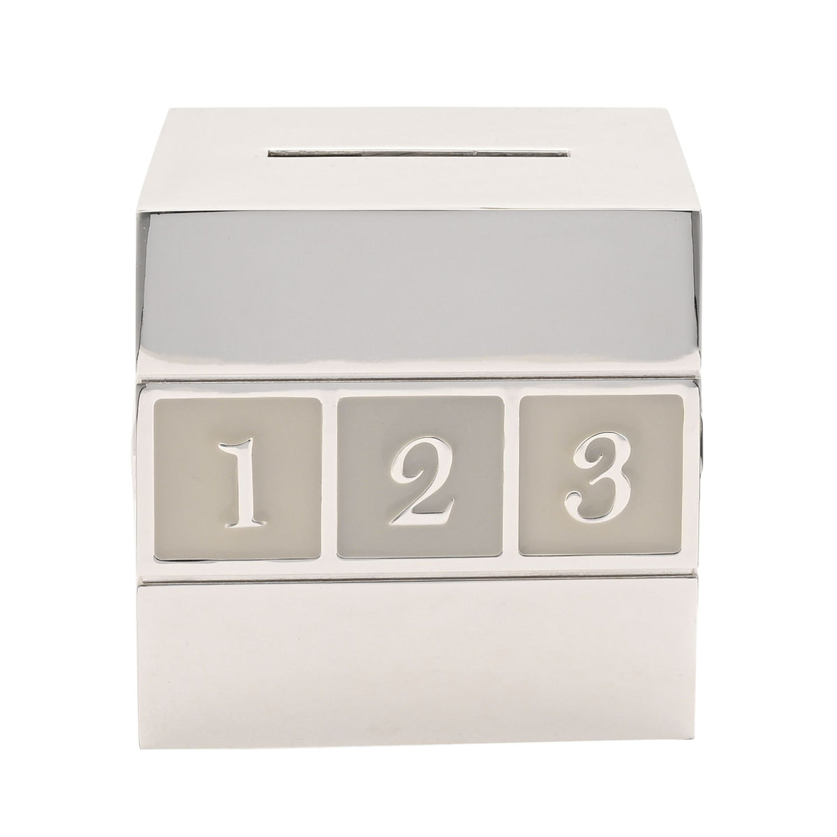 Bambino Silverplated ABC/123 Cube Money Box