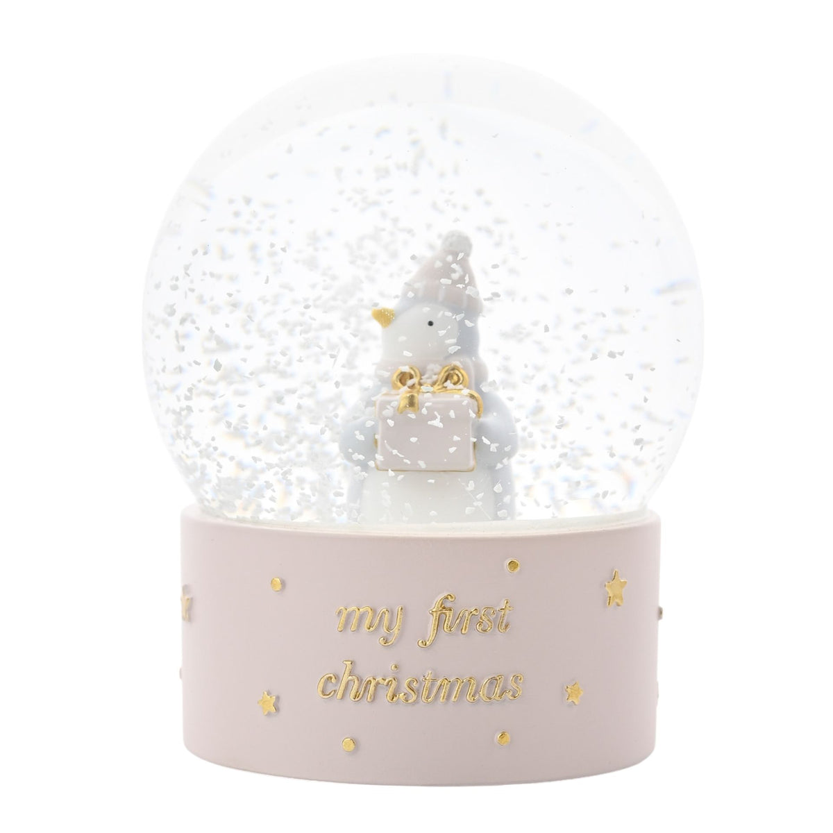 Bambino 'My First Christmas' Penguin Water Globe Pink