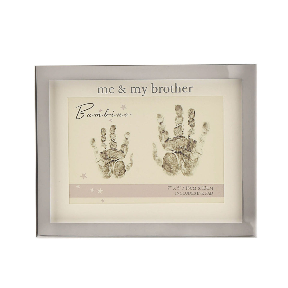Bambino Silver col. Hand Print Frame Me & My Brother 7"x5"