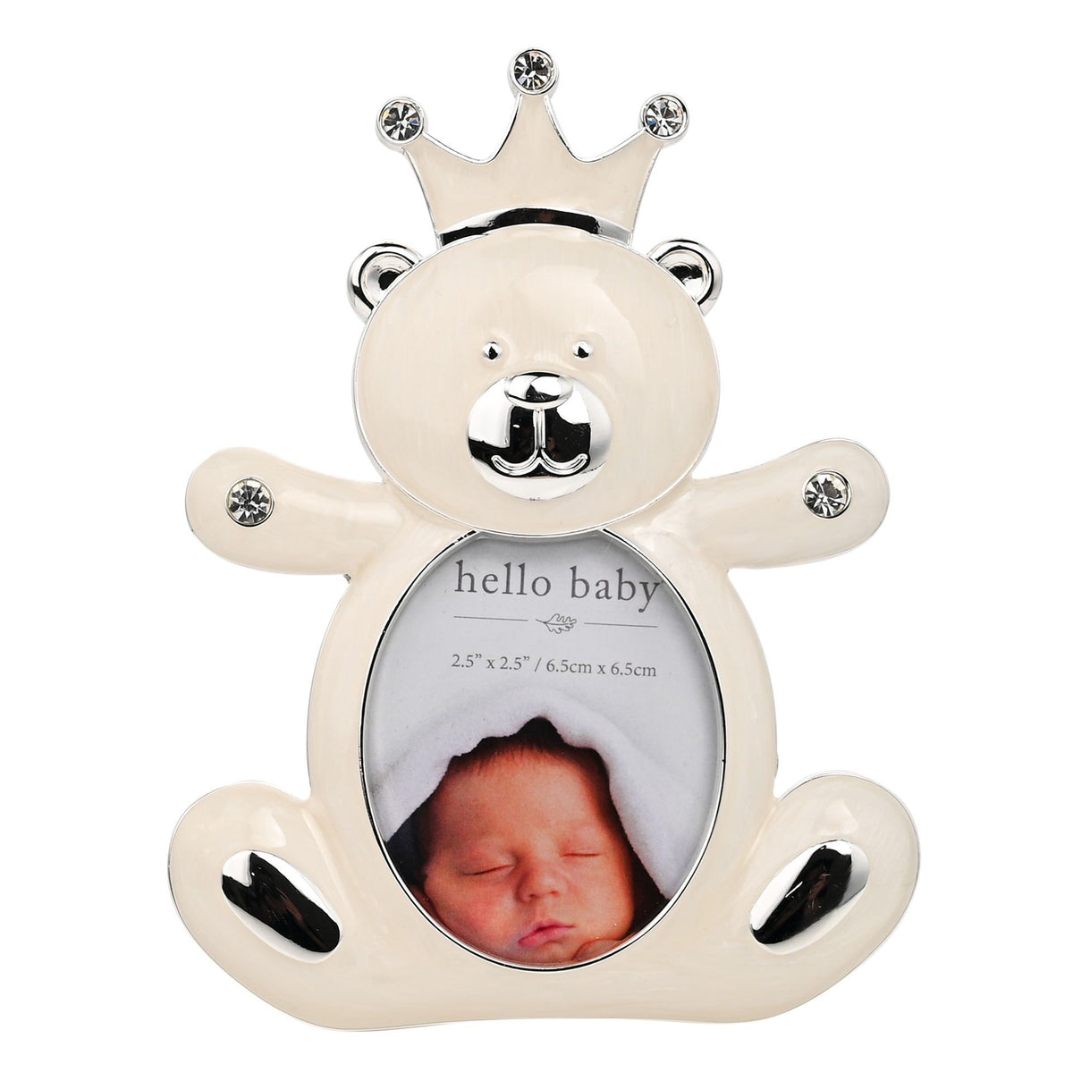 Hello Baby Silverplated Frame - Bear with Crown