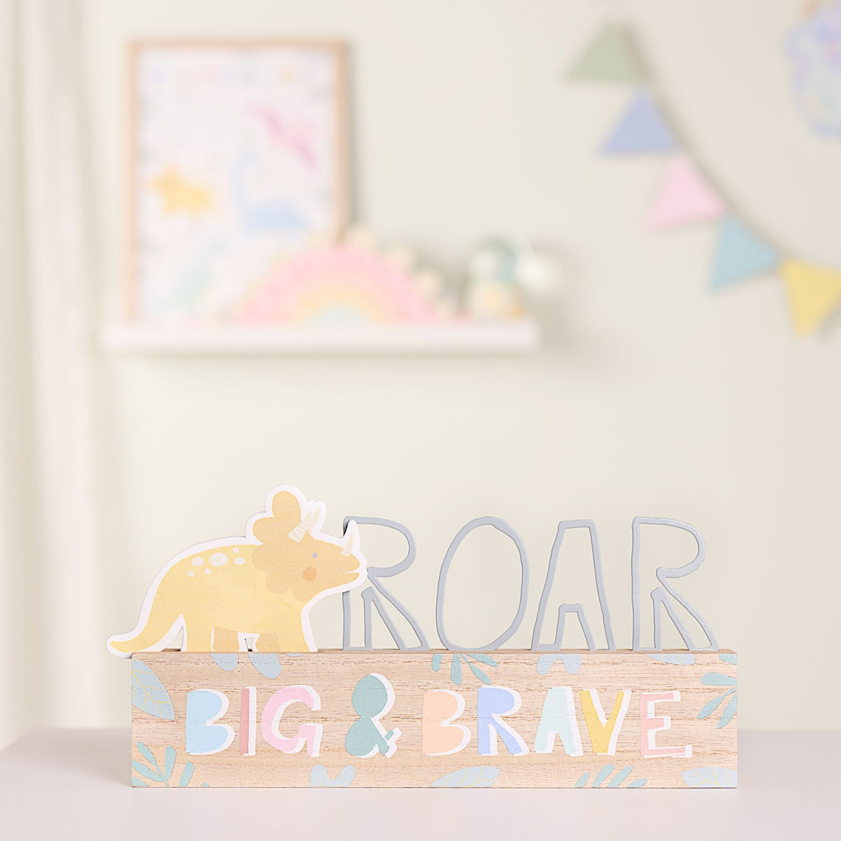 Petit Cheri Dinosaur Plaque - Roar "Big & Brave"