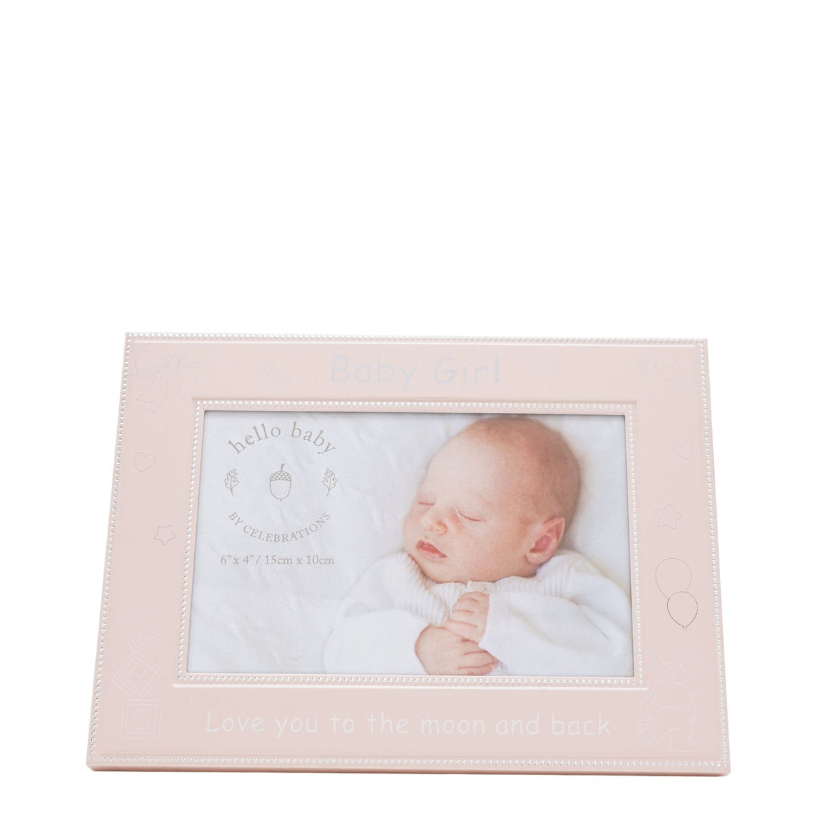 Hello Baby Aluminium Photo Frame 6" x 4" - Pink