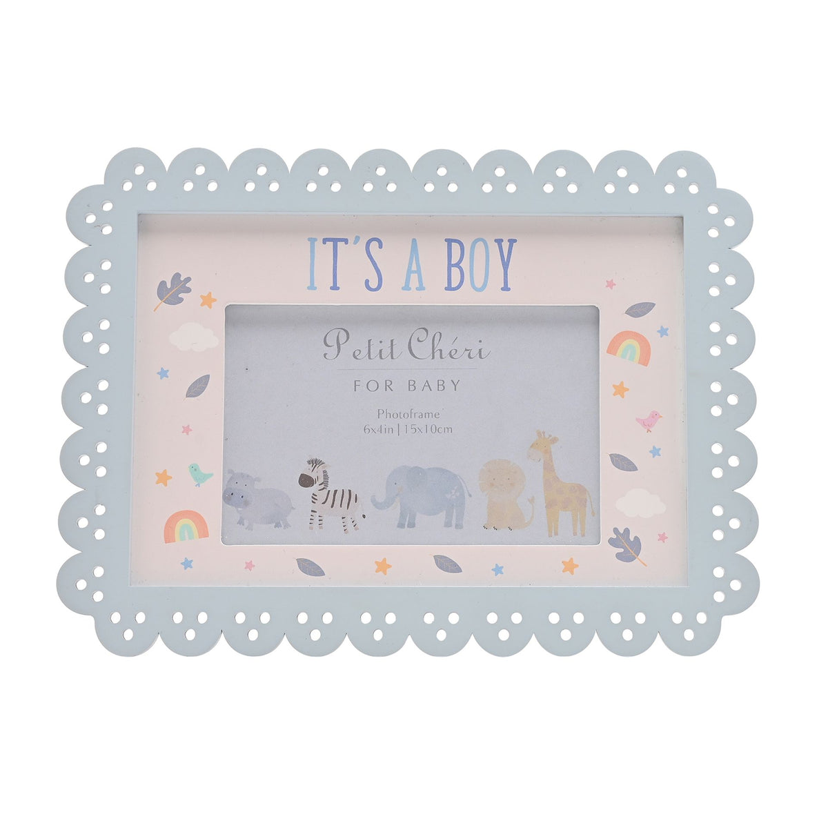 Petit Cheri Scallop Frame 6" x 4" Blue - Its A Boy