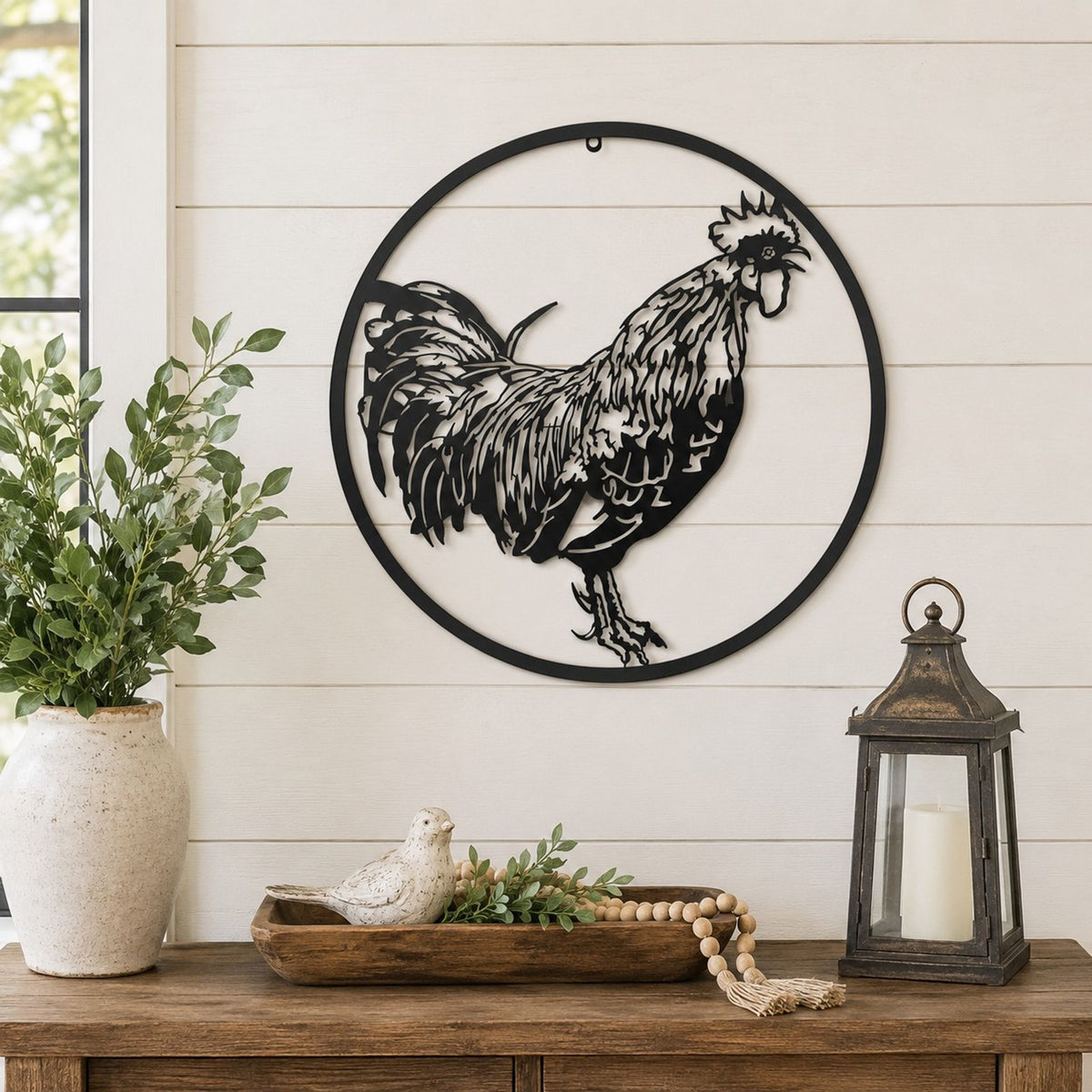 Country Living Metal Wall Art 60cm - Cockerel