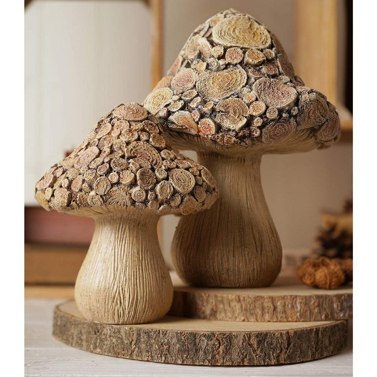 Country Living Wood Effect Mushroom - 20cms